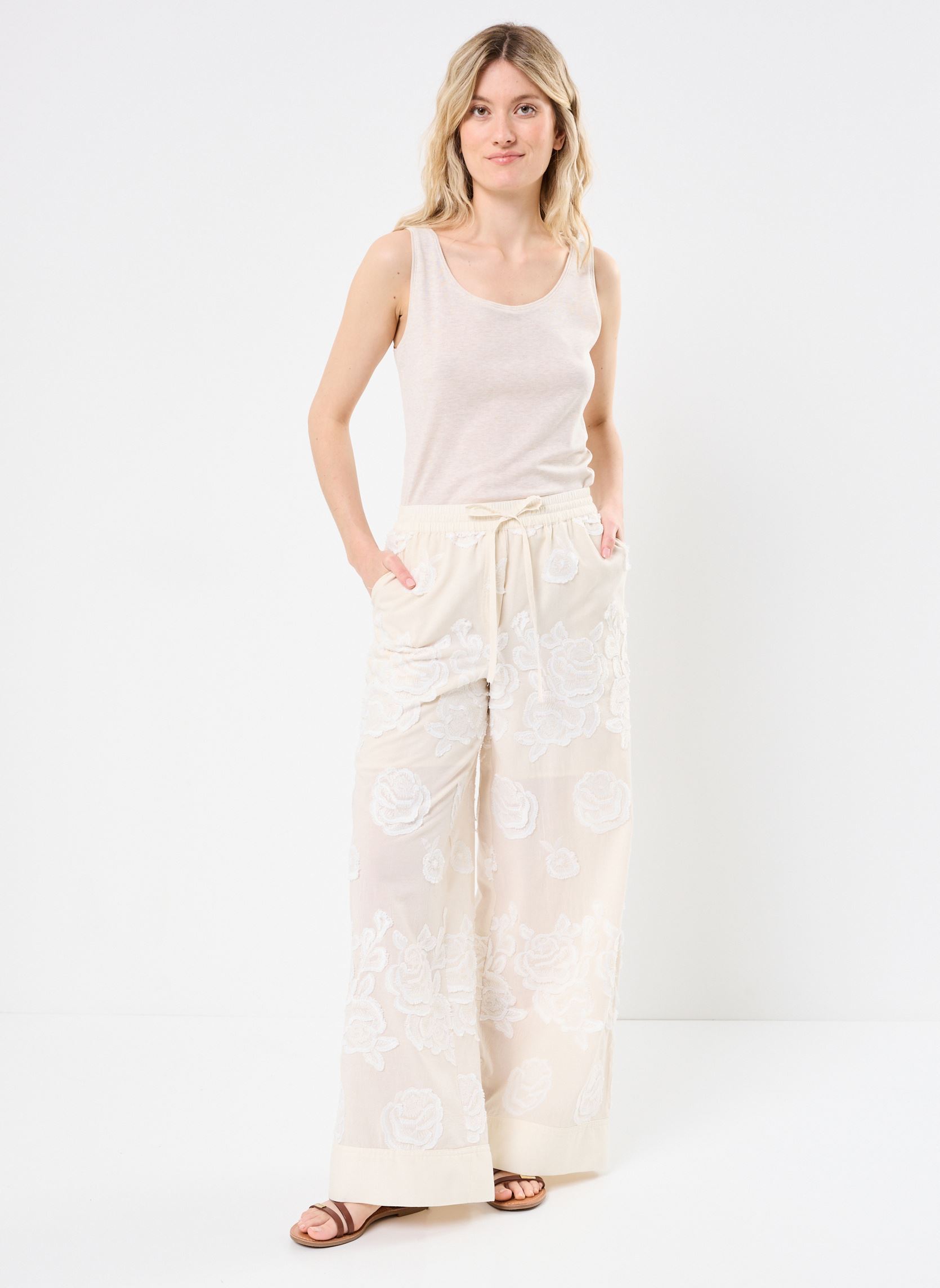 Weite Hosen ROUZOE HW WF F/L TROUSER damen beige Vila Weite Hosen ROUZOE HW WF F/L TROUSER damen beige Birch