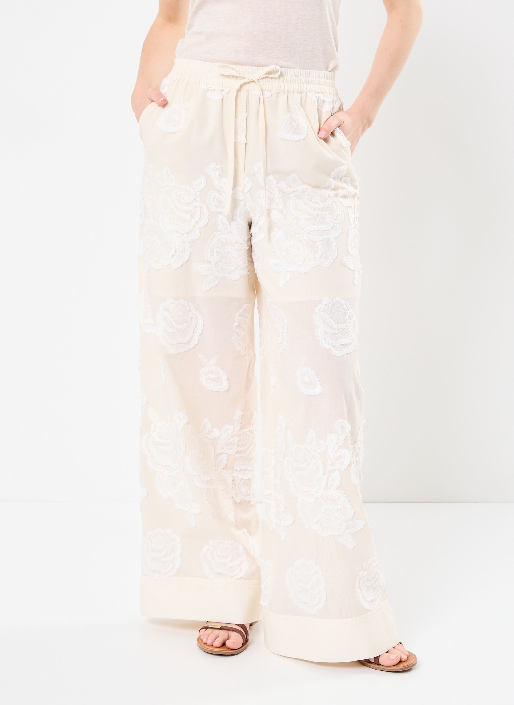 Weite Hosen ROUZOE HW WF F/L TROUSER damen beige Vila Weite Hosen ROUZOE HW WF F/L TROUSER damen beige Birch