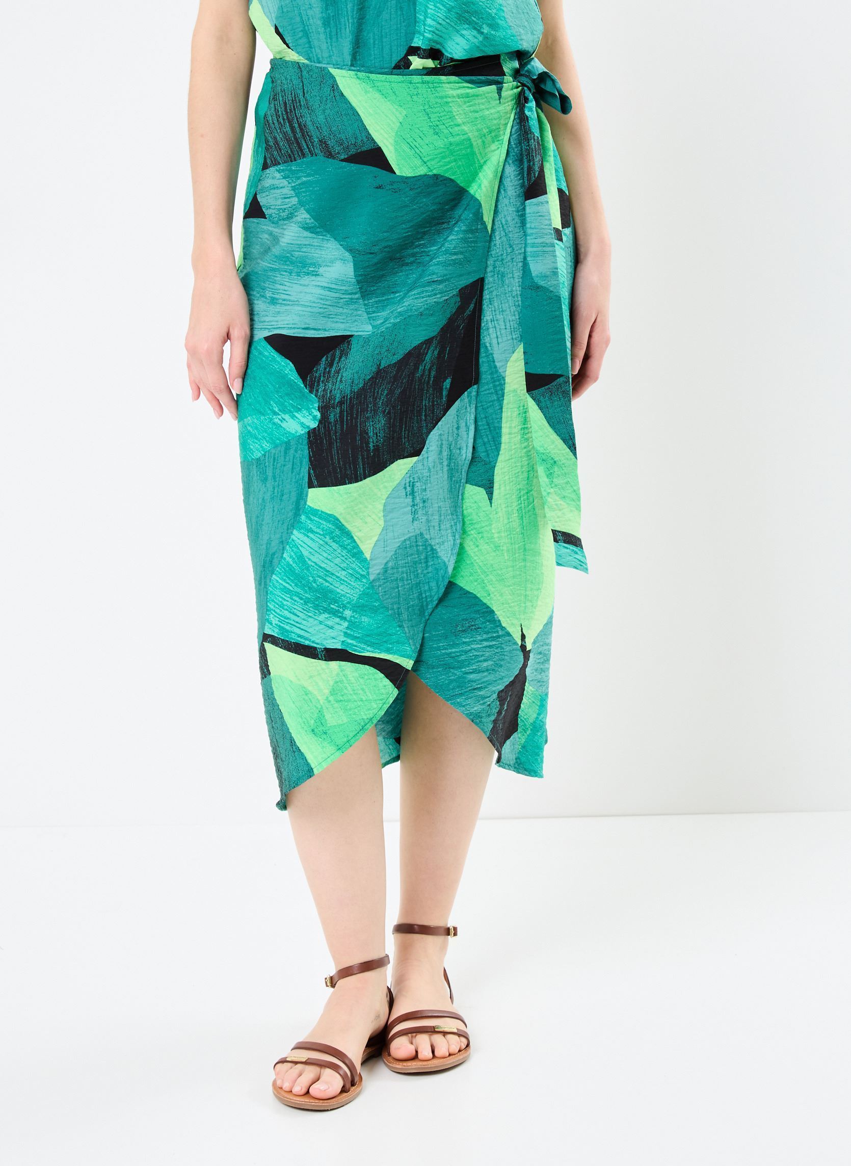 Jupes mi-longues VIDOLIRA ELA HW MIDI SHARONG SKIRT femme vert Vila Jupes mi-longues VIDOLIRA ELA HW MIDI SHARONG SKIRT femme vert Summer Green