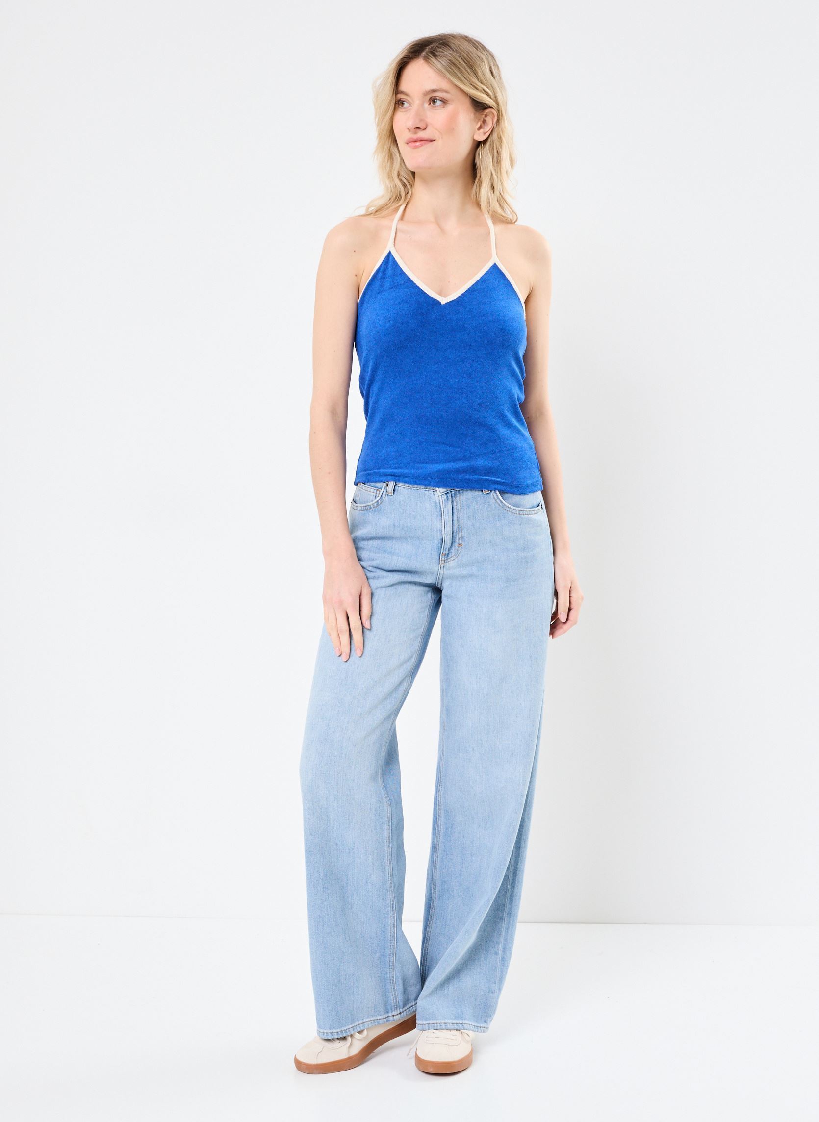 Tops VIFROTTE V-NECK S/L TIE TOP/LS femme bleu Vila Tops VIFROTTE V-NECK S/L TIE TOP/LS femme bleu Beaucoup Blue