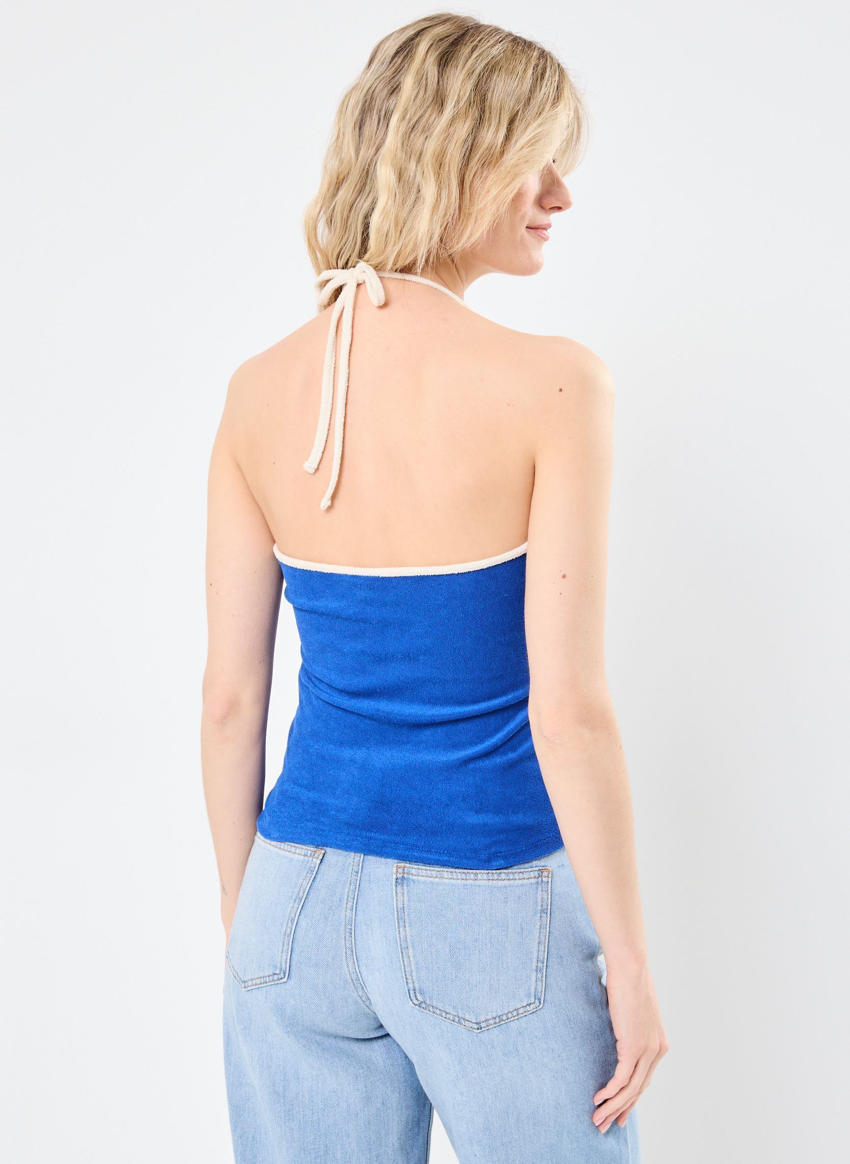 Tops VIFROTTE V-NECK S/L TIE TOP/LS femme bleu Vila Tops VIFROTTE V-NECK S/L TIE TOP/LS femme bleu Beaucoup Blue
