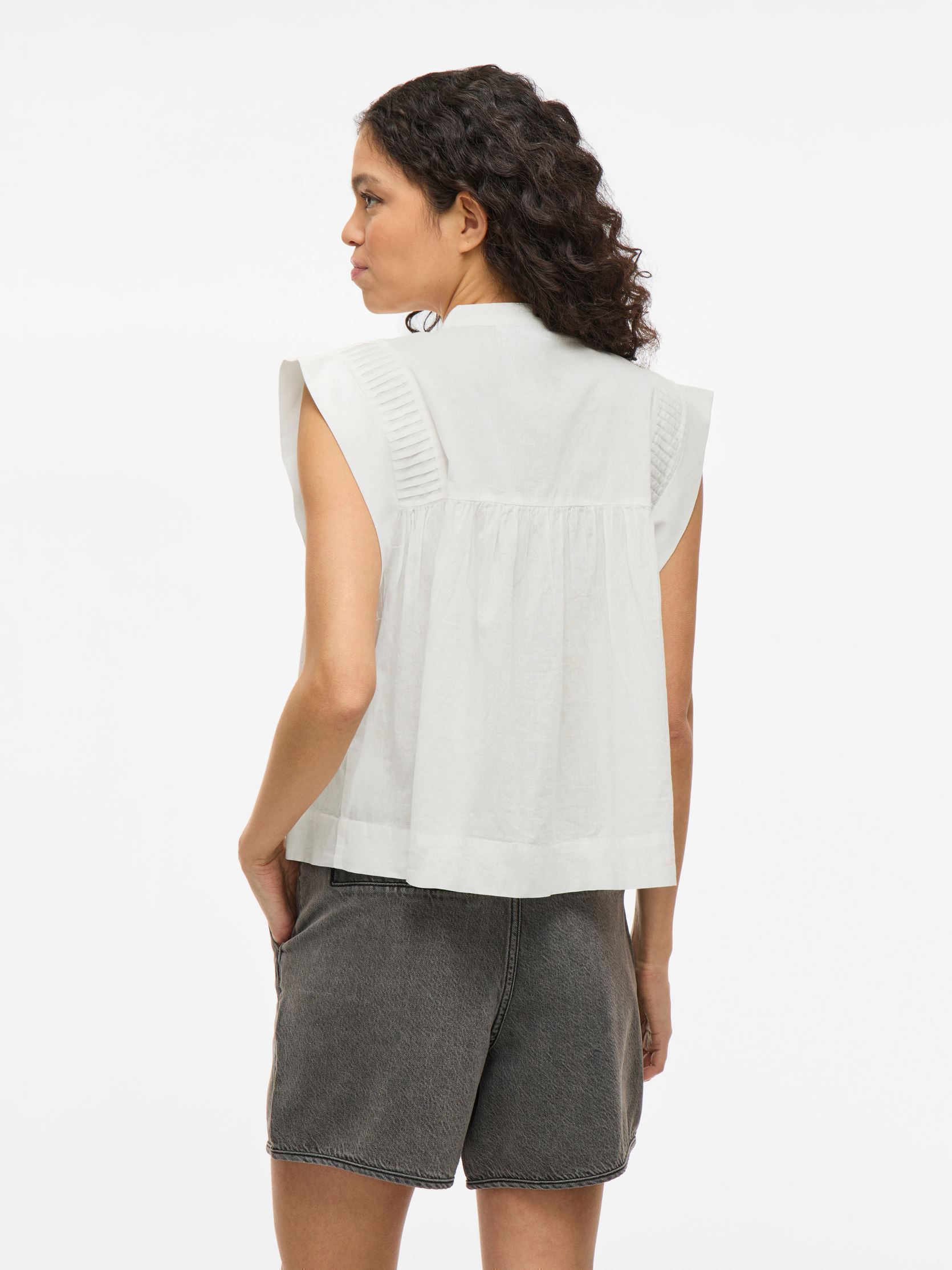 Tops VIKATINKA S/L SHORT SHIRT femme blanc Vila Tops VIKATINKA S/L SHORT SHIRT femme blanc Snow white