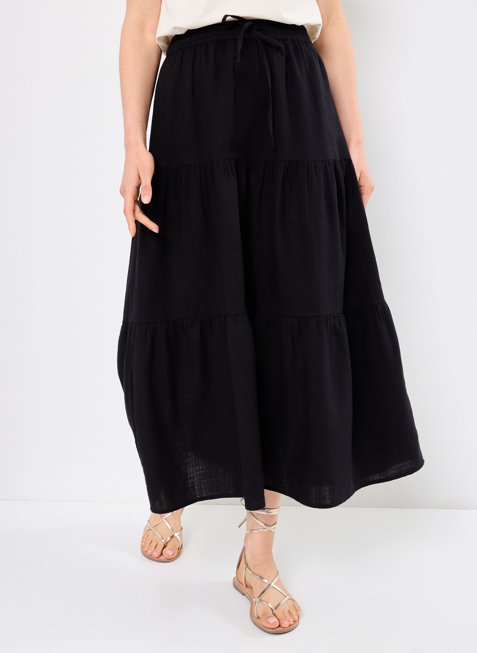 Lange rokken VILANIA RW ANKLE SKIRT dames zwart Vila Lange rokken VILANIA RW ANKLE SKIRT dames zwart Black Beauty