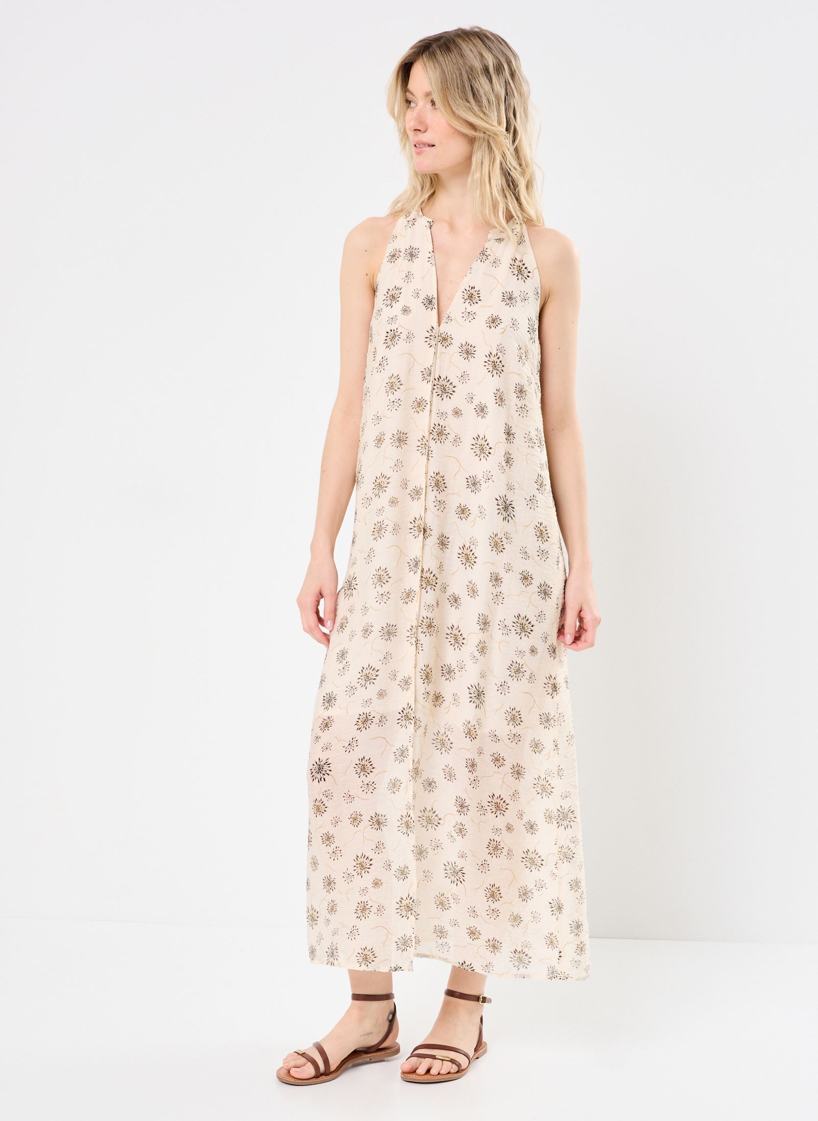 Robes longues VILYRIA V-NECK ANKLE DRESS/C32 femme beige Vila Robes longues VILYRIA V-NECK ANKLE DRESS/C32 femme beige Birch
