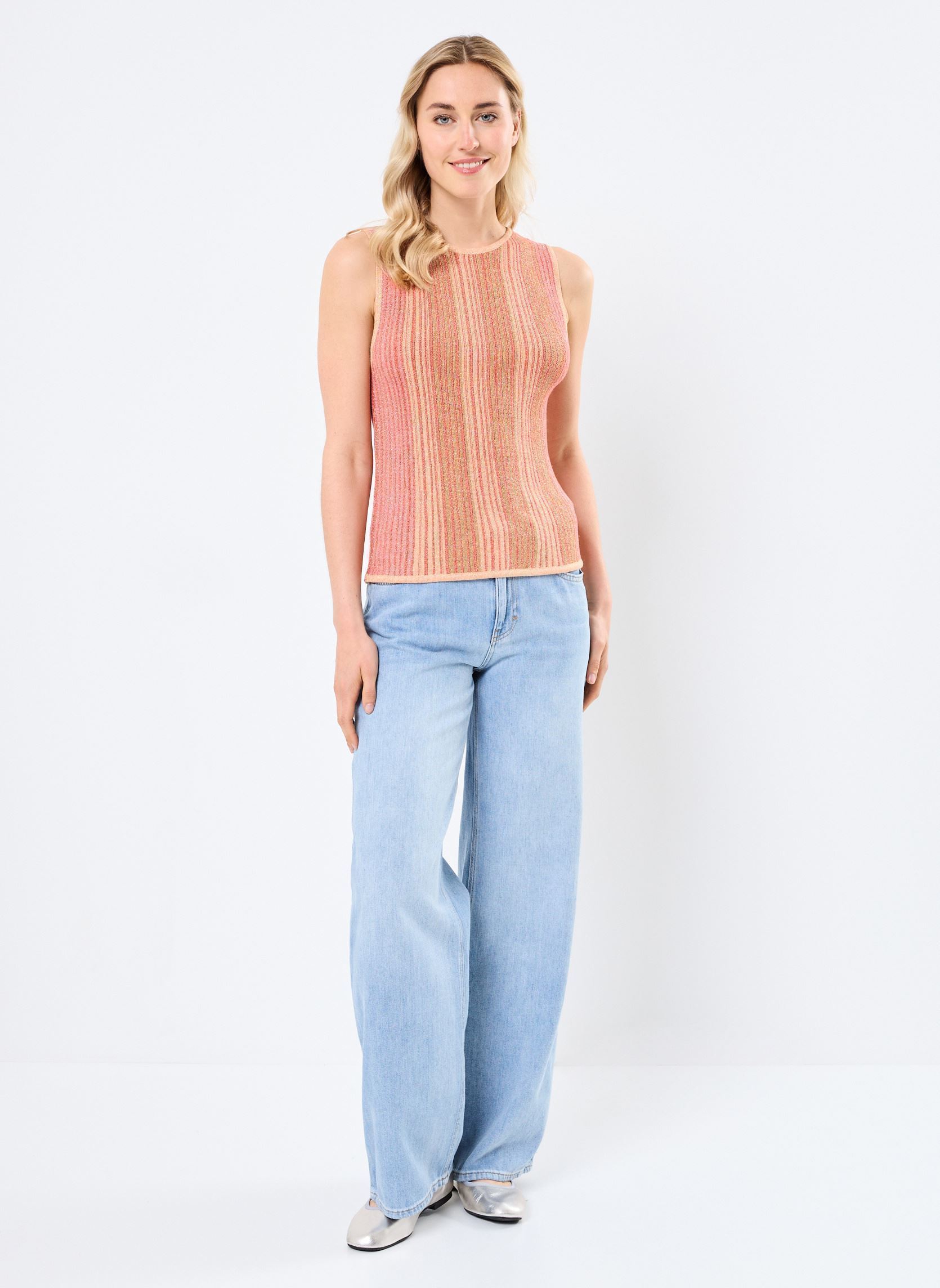 Tops VIMELVINA O-NECK S/L GLITTER KNIT TOP damen rosa Vila Tops VIMELVINA O-NECK S/L GLITTER KNIT TOP damen rosa AURORA RED