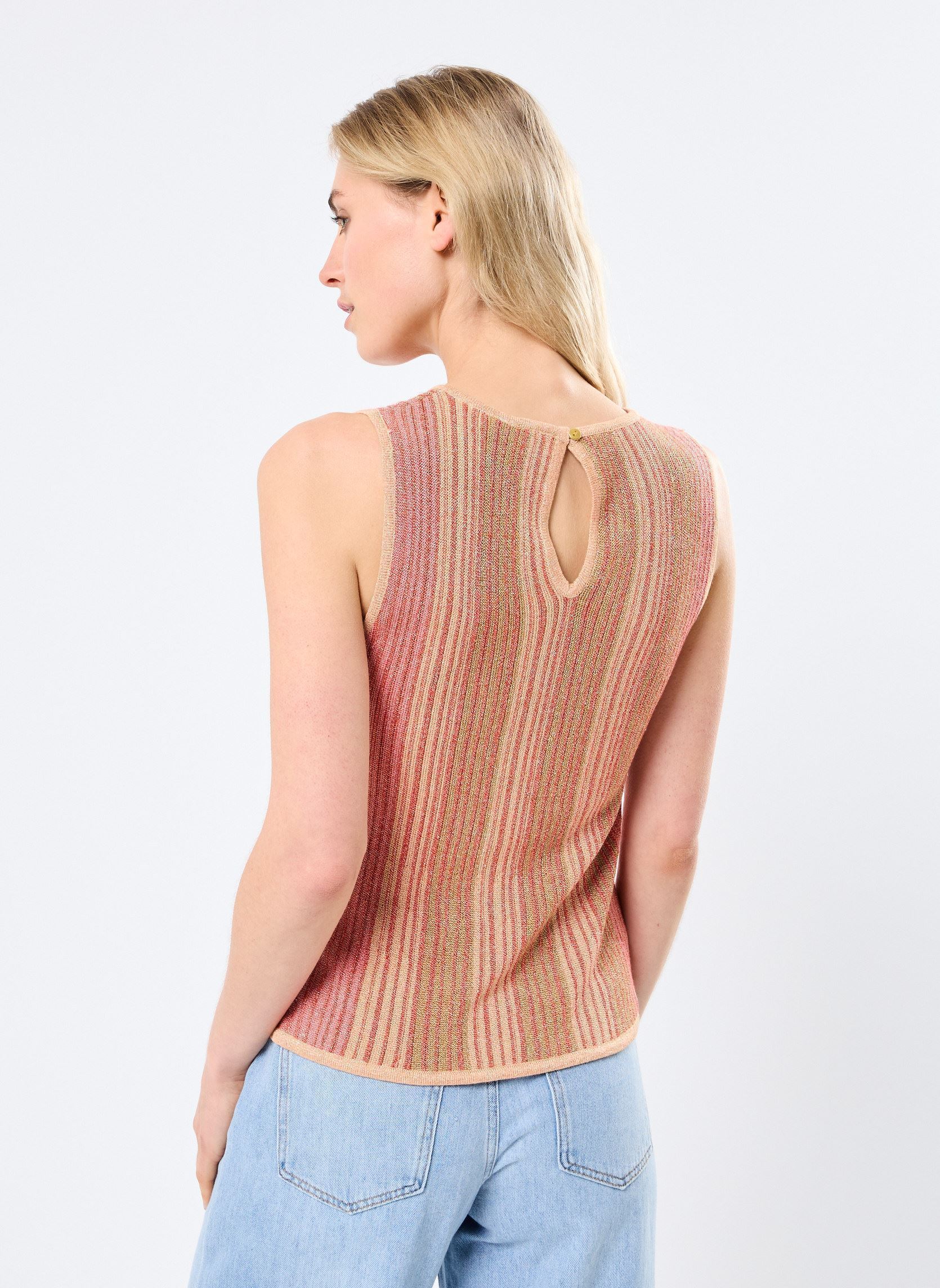 Tops VIMELVINA O-NECK S/L GLITTER KNIT TOP damen rosa Vila Tops VIMELVINA O-NECK S/L GLITTER KNIT TOP damen rosa AURORA RED