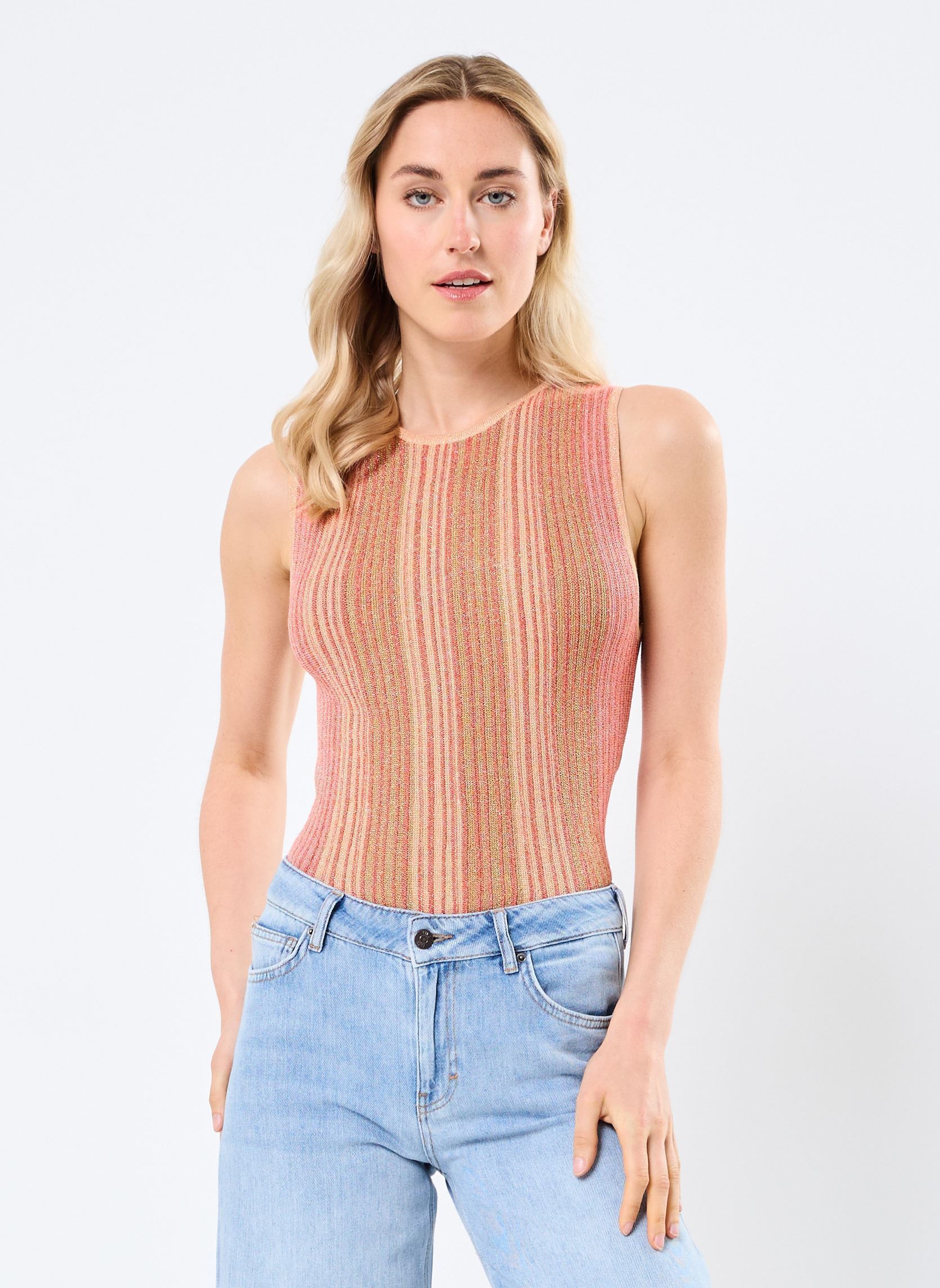 Tops VIMELVINA O-NECK S/L GLITTER KNIT TOP damen rosa Vila Tops VIMELVINA O-NECK S/L GLITTER KNIT TOP damen rosa AURORA RED