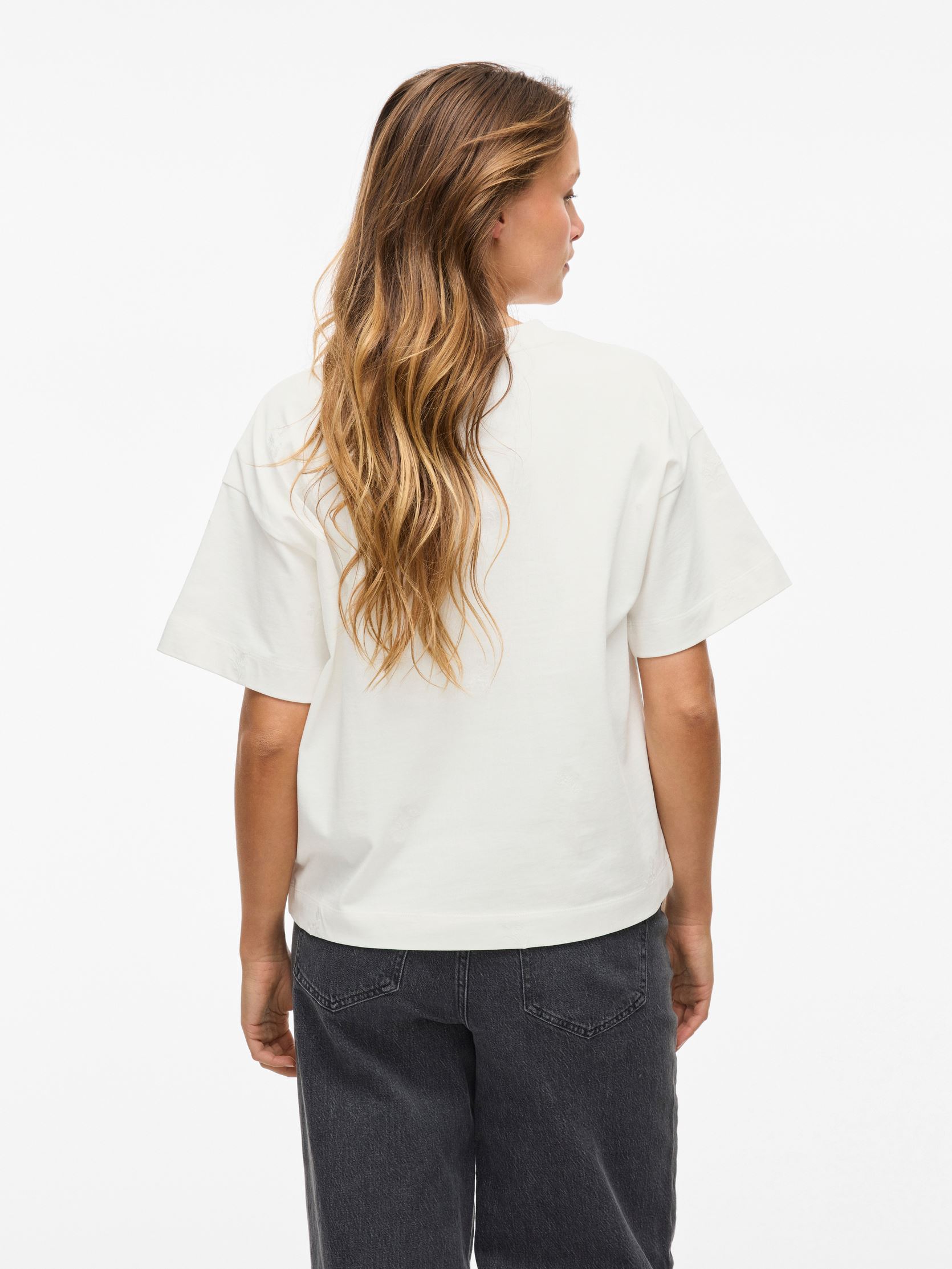 Kurzarm-T-Shirts VIMONIE FLOWER EMB S/S O-NECK damen weiß Vila Kurzarm-T-Shirts VIMONIE FLOWER EMB S/S O-NECK damen weiß SNOW WHITE