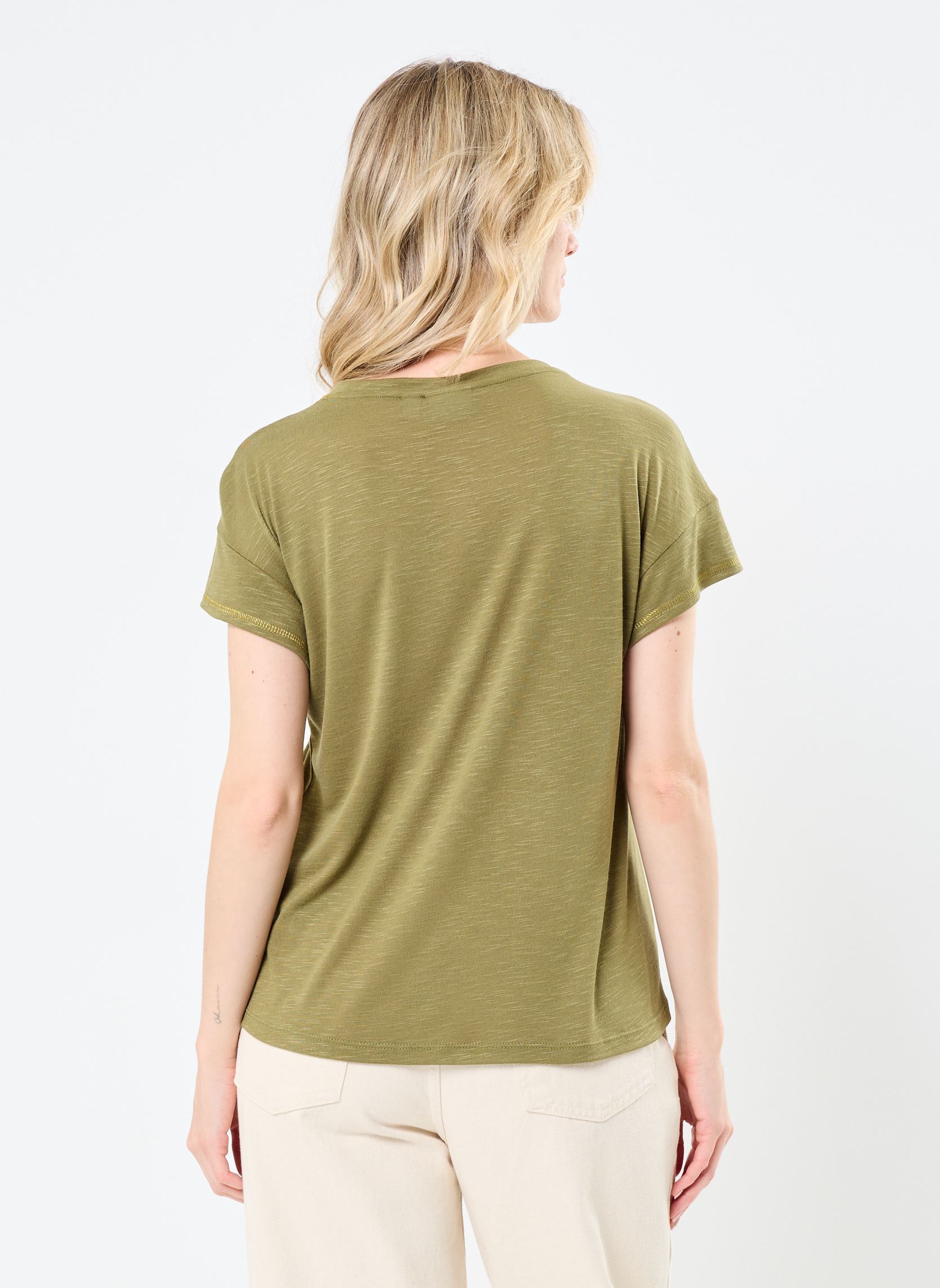 Kurzarm-T-Shirts VINOEL V-NECK S/S STITCH DETAIL TOP damen grün Vila Kurzarm-T-Shirts VINOEL V-NECK S/S STITCH DETAIL TOP damen grün Capulet Olive