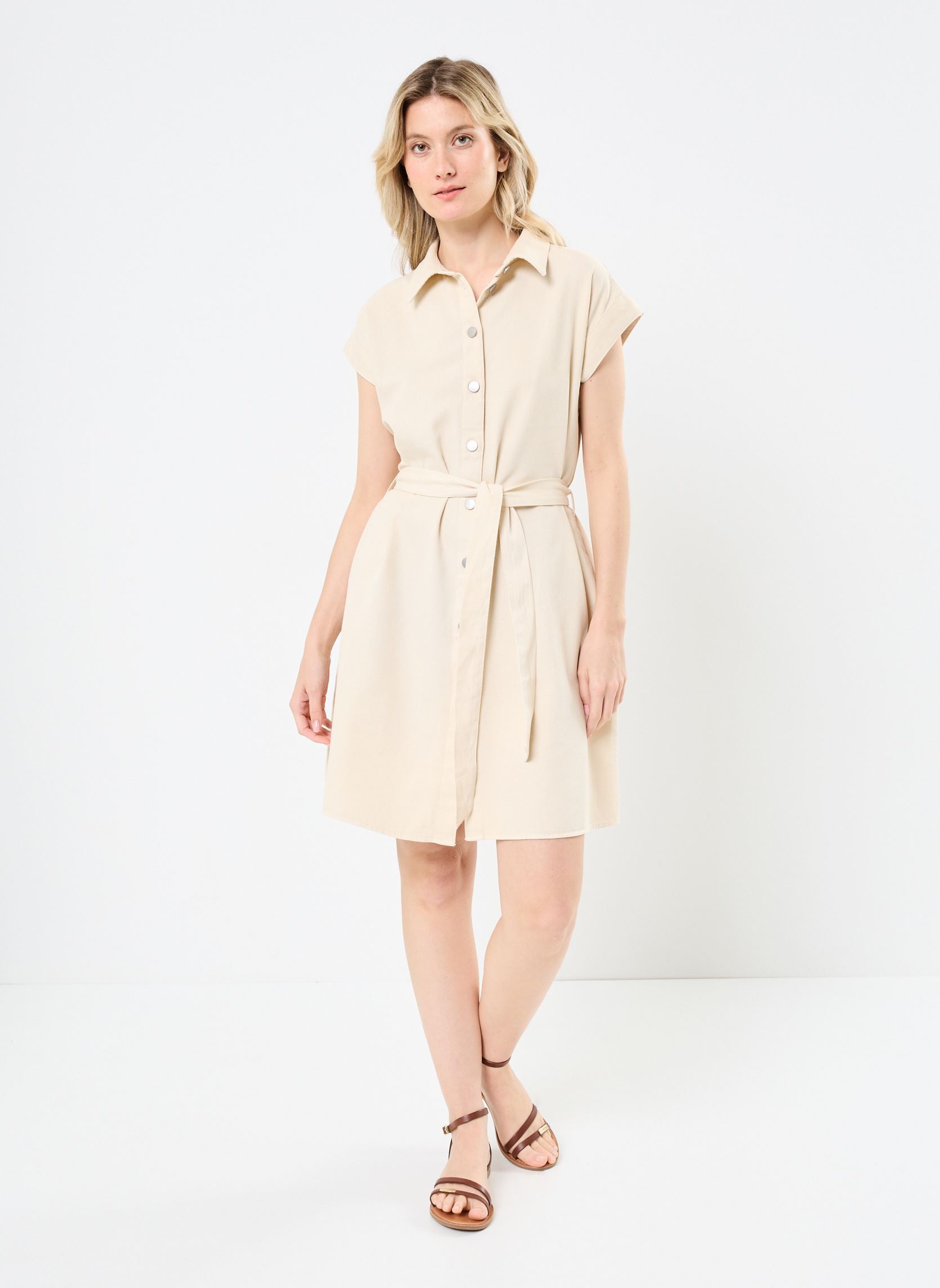 Kleider VITILO S/L SHIRT DRESS damen beige Vila Kleider VITILO S/L SHIRT DRESS damen beige BIRCH