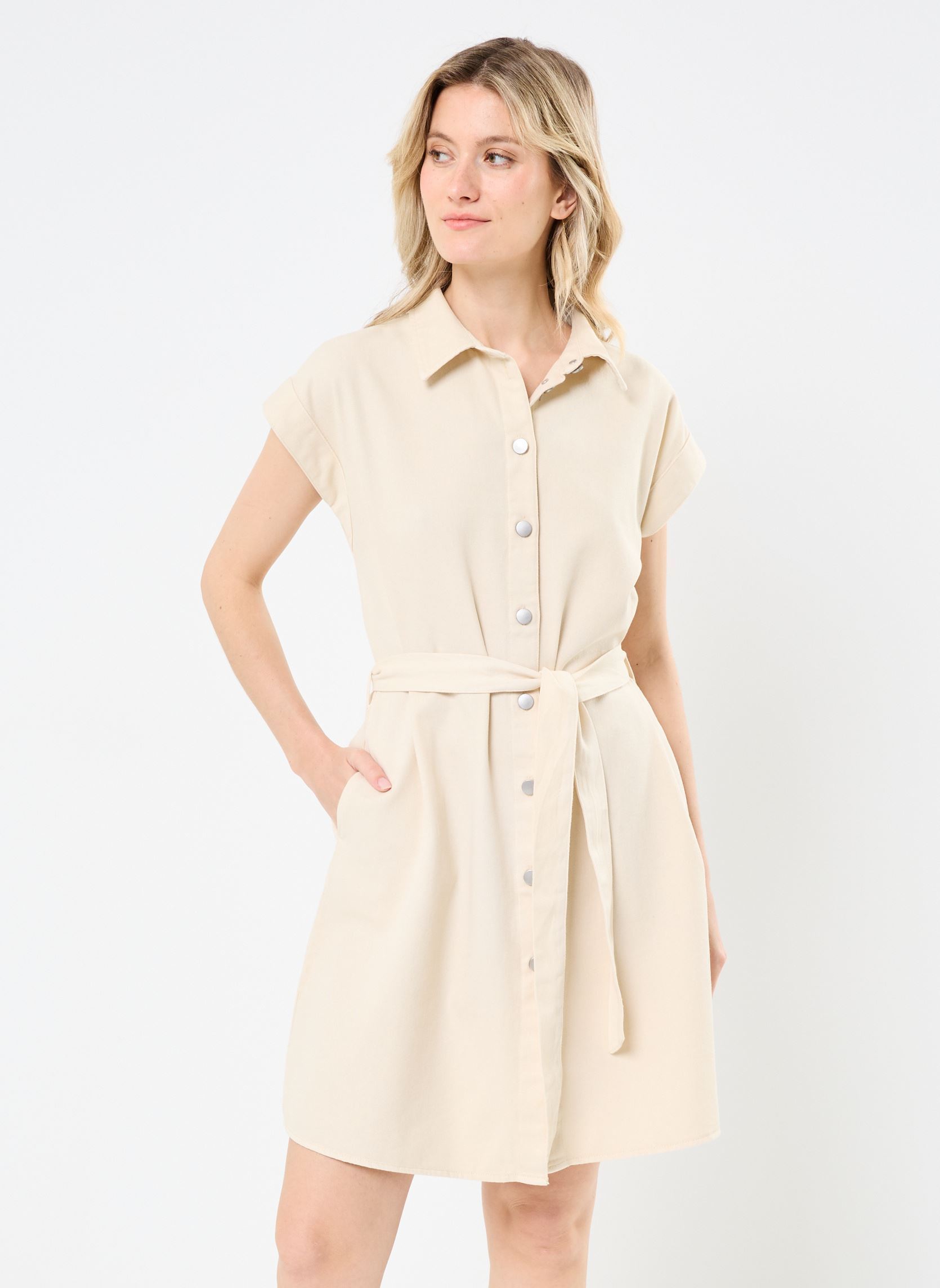 Kleider VITILO S/L SHIRT DRESS damen beige Vila Kleider VITILO S/L SHIRT DRESS damen beige BIRCH