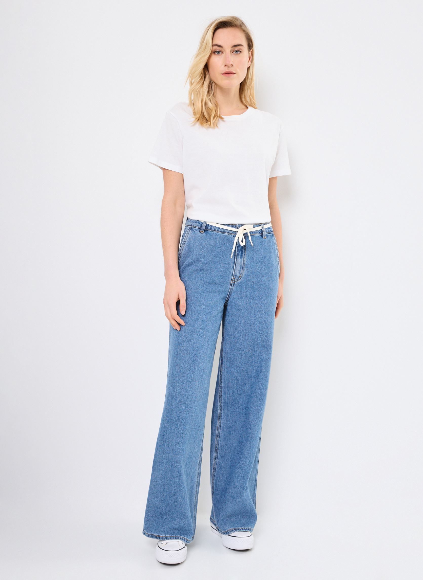 Wijde jeans / Flared Jeans OBJMOJI NEEL MW EXTRA WIDE JEANS 137 dames blauw OBJECT Wijde jeans / Flared Jeans OBJMOJI NEEL MW EXTRA WIDE JEANS 137 dames blauw Medium Blue Denim