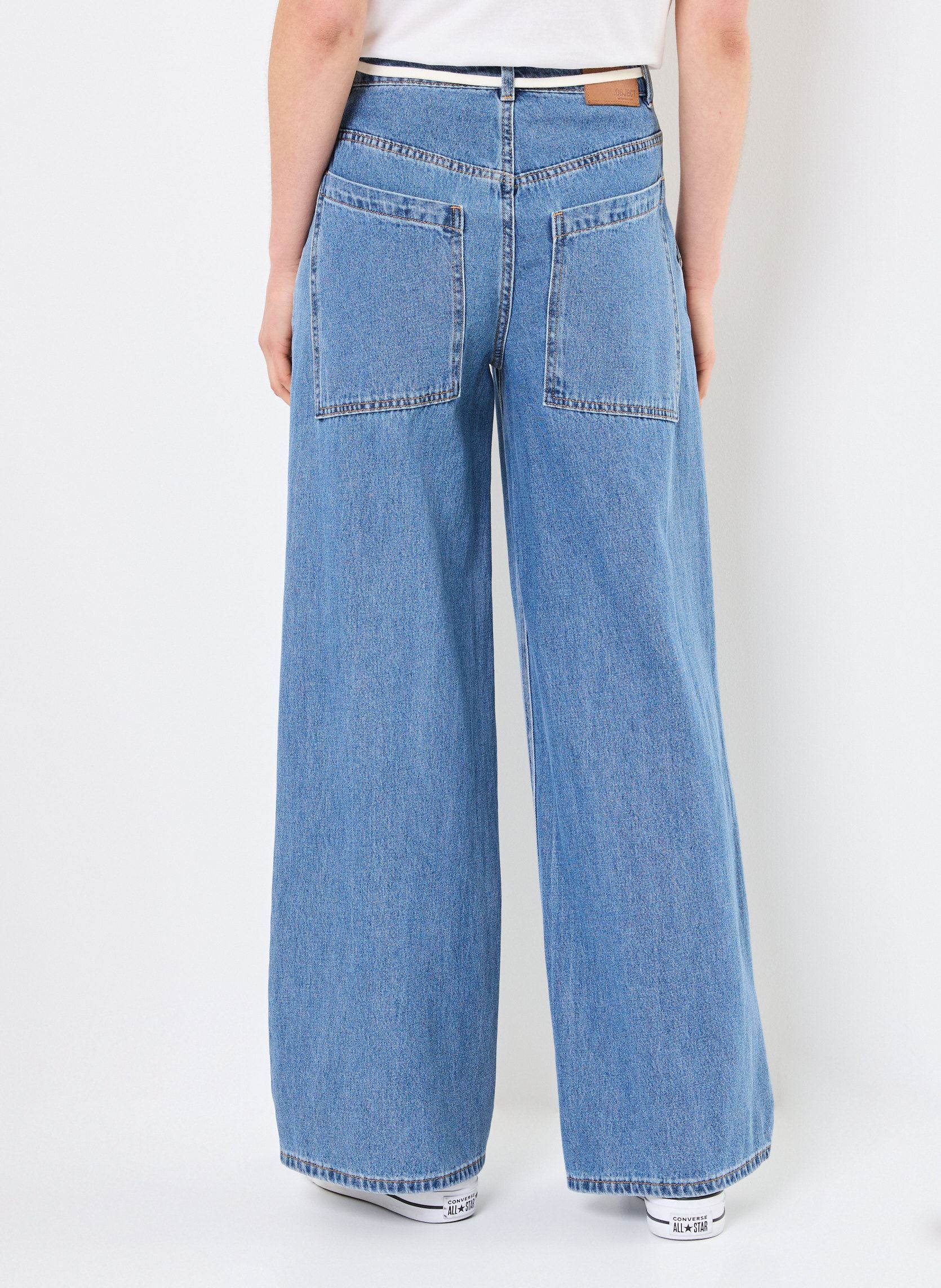 Wijde jeans / Flared Jeans OBJMOJI NEEL MW EXTRA WIDE JEANS 137 dames blauw OBJECT Wijde jeans / Flared Jeans OBJMOJI NEEL MW EXTRA WIDE JEANS 137 dames blauw Medium Blue Denim