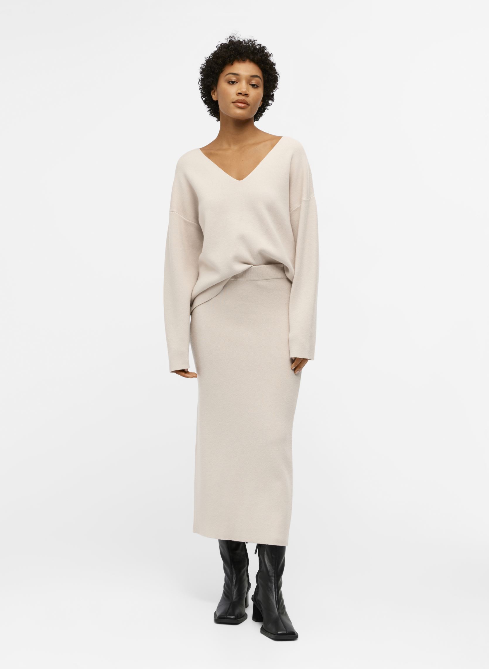 Pulls OBJREYNARD V-NECK PULLOVER NOOS femme blanc OBJECT Pulls OBJREYNARD V-NECK PULLOVER NOOS femme blanc Cloud Dancer