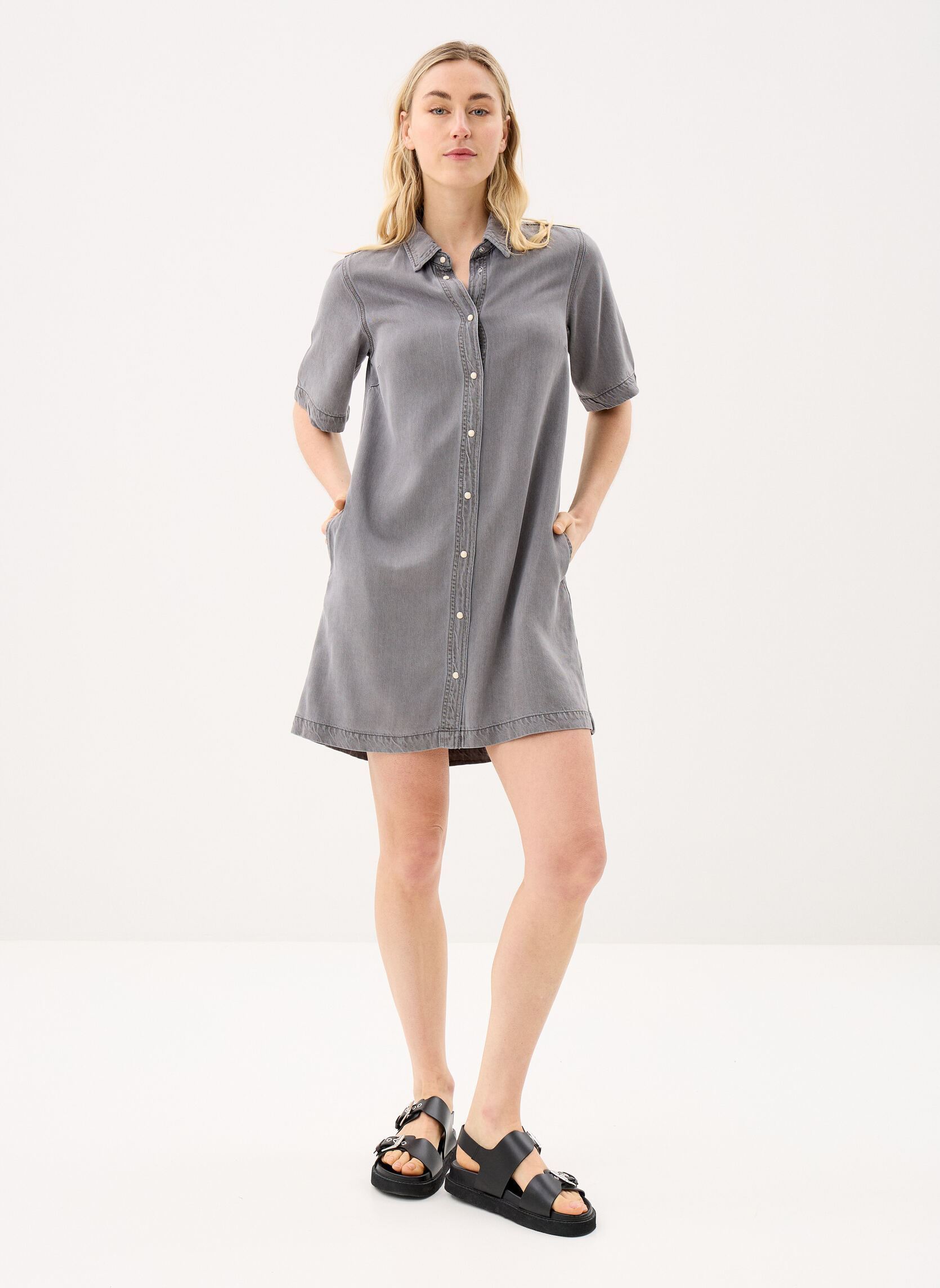 Kleider OBJFRAME 2/4 RE DENIM DRESS NOOS damen grau OBJECT Kleider OBJFRAME 2/4 RE DENIM DRESS NOOS damen grau Light Grey Denim