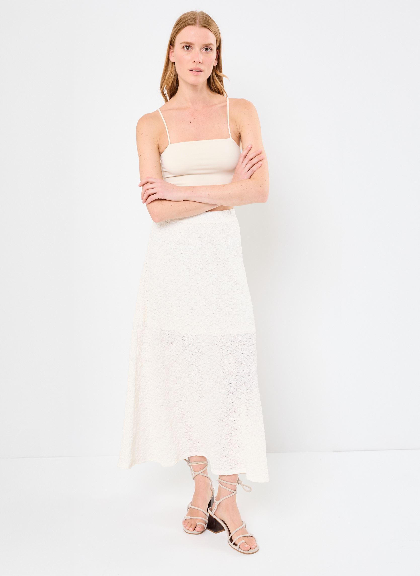 Lange rokken OBJMILIKA RE LONG HW SKIRT 138 dames wit OBJECT Lange rokken OBJMILIKA RE LONG HW SKIRT 138 dames wit CLOUD DANCER