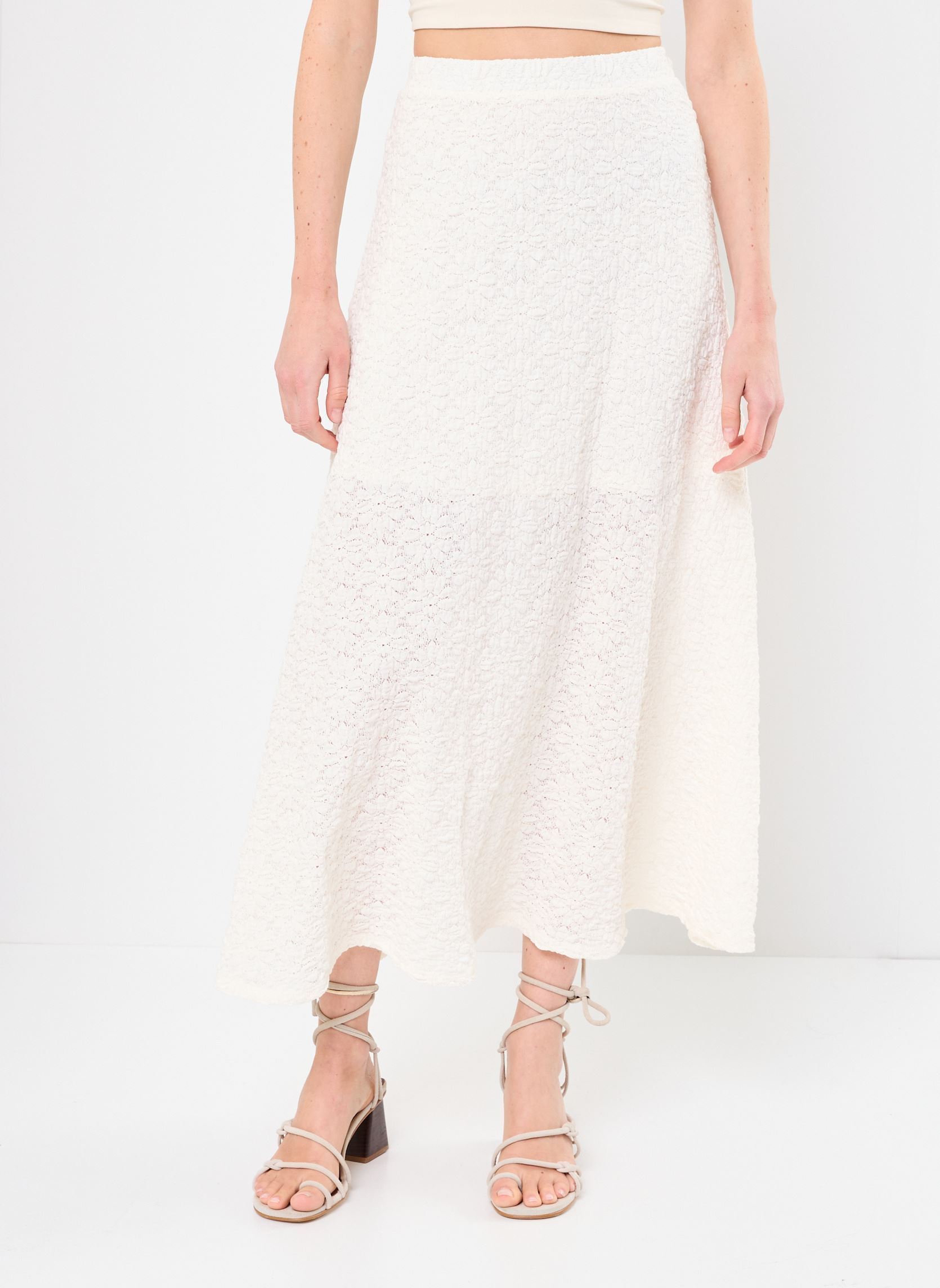 Lange rokken OBJMILIKA RE LONG HW SKIRT 138 dames wit OBJECT Lange rokken OBJMILIKA RE LONG HW SKIRT 138 dames wit CLOUD DANCER