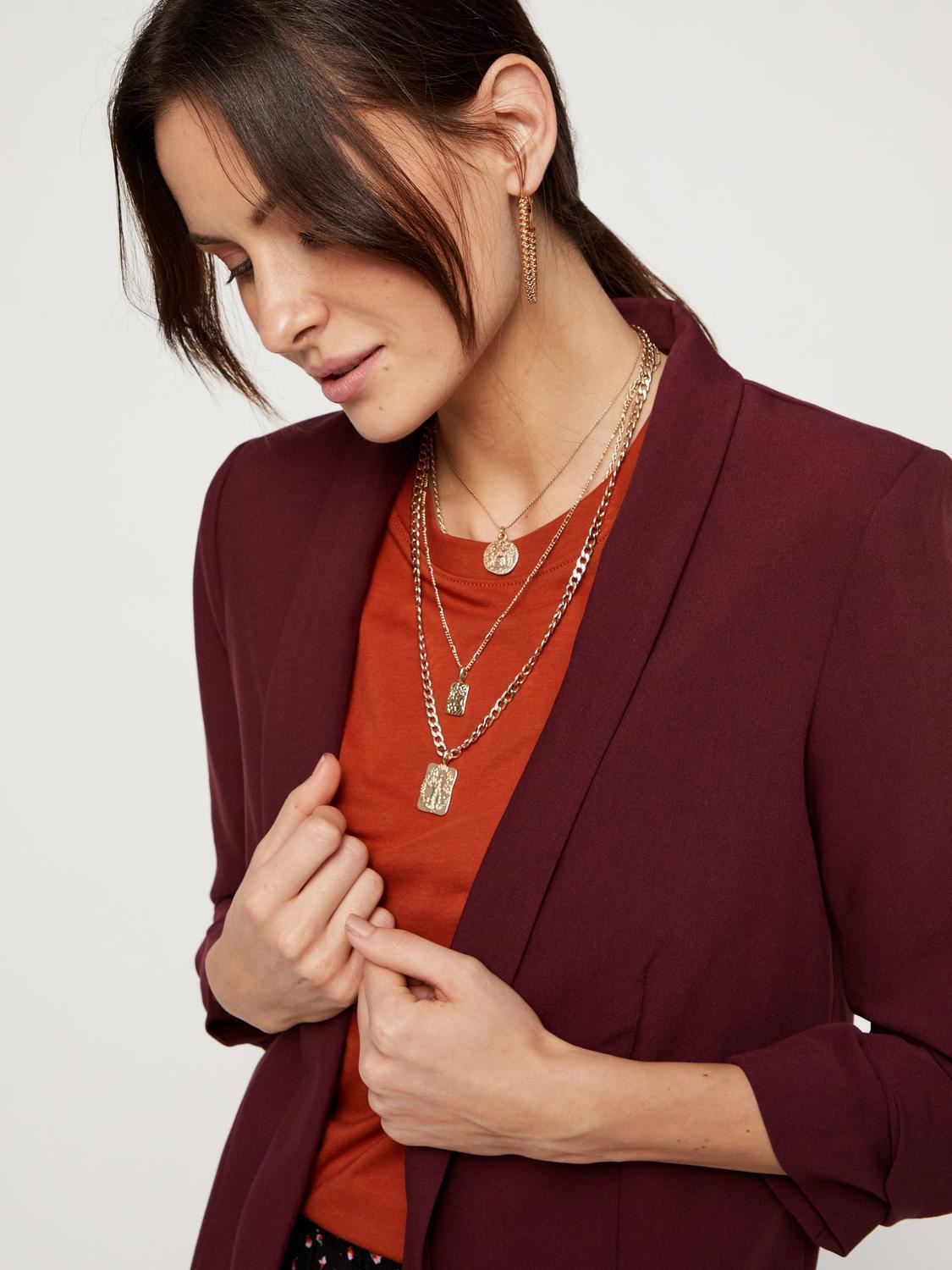 Vestes de blazer PCBOSELLA 3/4 BLAZER NOOS BC femme bordeaux Pieces Vestes de blazer PCBOSELLA 3/4 BLAZER NOOS BC femme bordeaux APPLE BUTTER