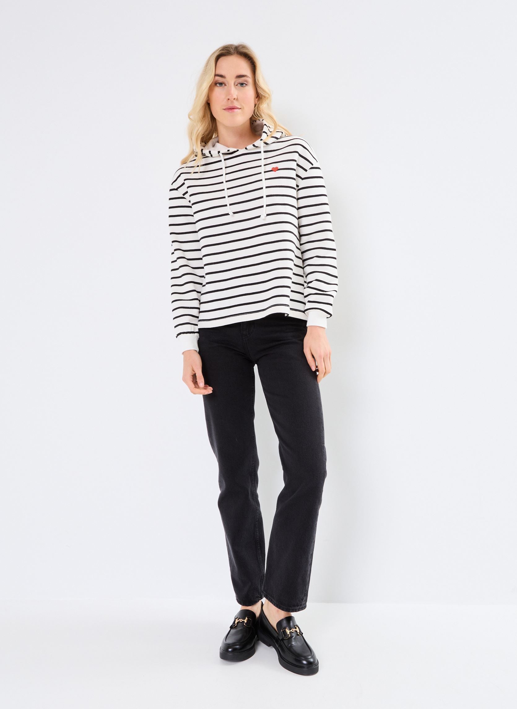 Sweats à capuche PCCHILLI LS HOODIE STRIPES EMB NOOS BC femme blanc Pieces Sweats à capuche PCCHILLI LS HOODIE STRIPES EMB NOOS BC femme blanc CLOUD DANCER