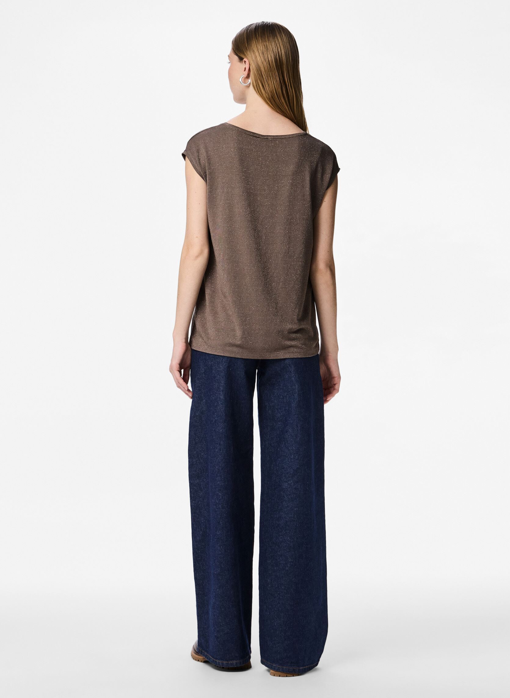Kurzarm-T-Shirts PCBILLO TEE LUREX STRIPES JRS NOOS BC damen braun Pieces Kurzarm-T-Shirts PCBILLO TEE LUREX STRIPES JRS NOOS BC damen braun morel