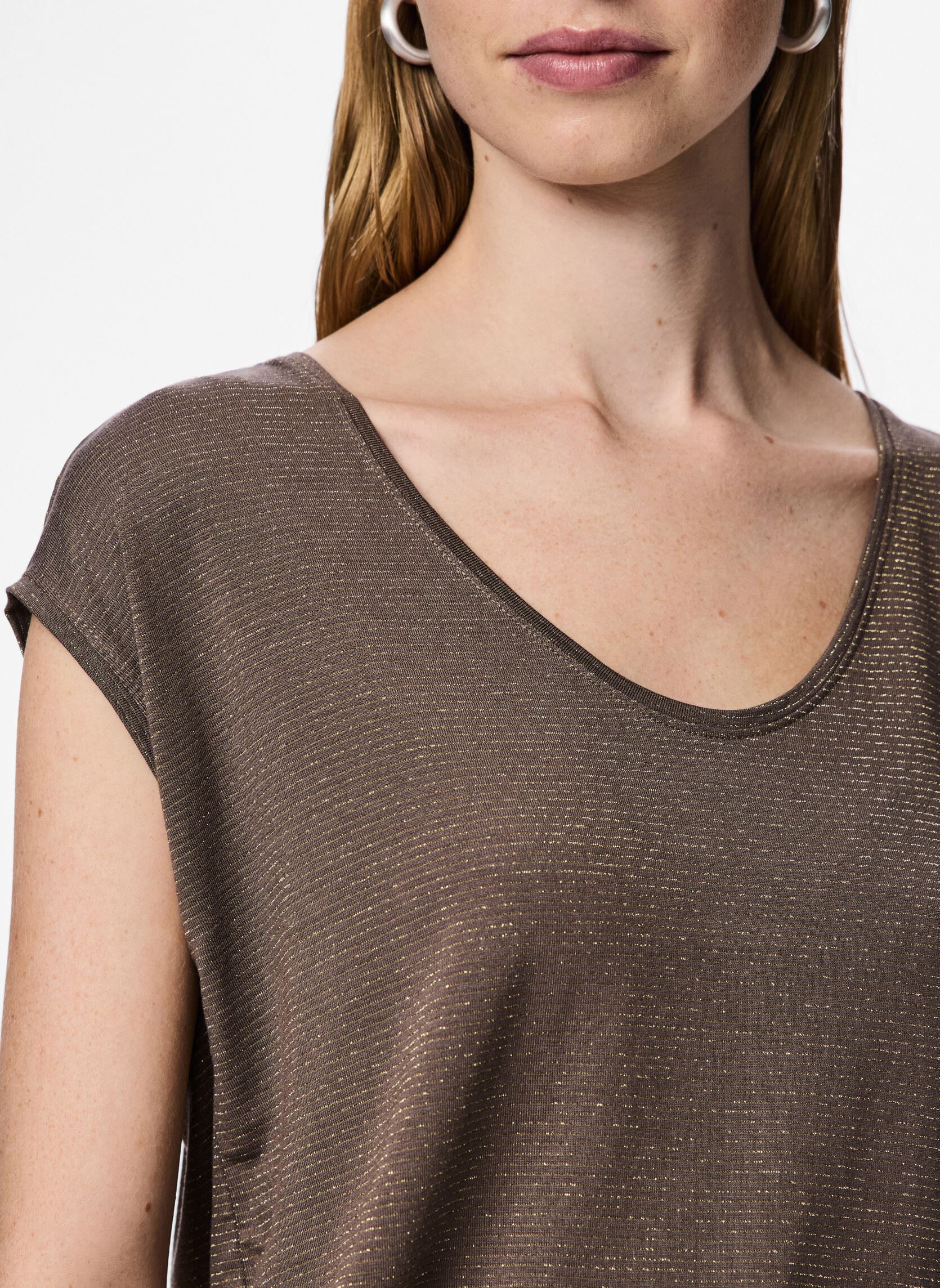 Kurzarm-T-Shirts PCBILLO TEE LUREX STRIPES JRS NOOS BC damen braun Pieces Kurzarm-T-Shirts PCBILLO TEE LUREX STRIPES JRS NOOS BC damen braun morel