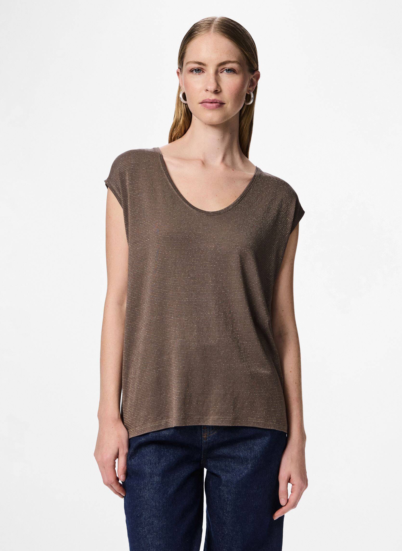 Kurzarm-T-Shirts PCBILLO TEE LUREX STRIPES JRS NOOS BC damen braun Pieces Kurzarm-T-Shirts PCBILLO TEE LUREX STRIPES JRS NOOS BC damen braun morel