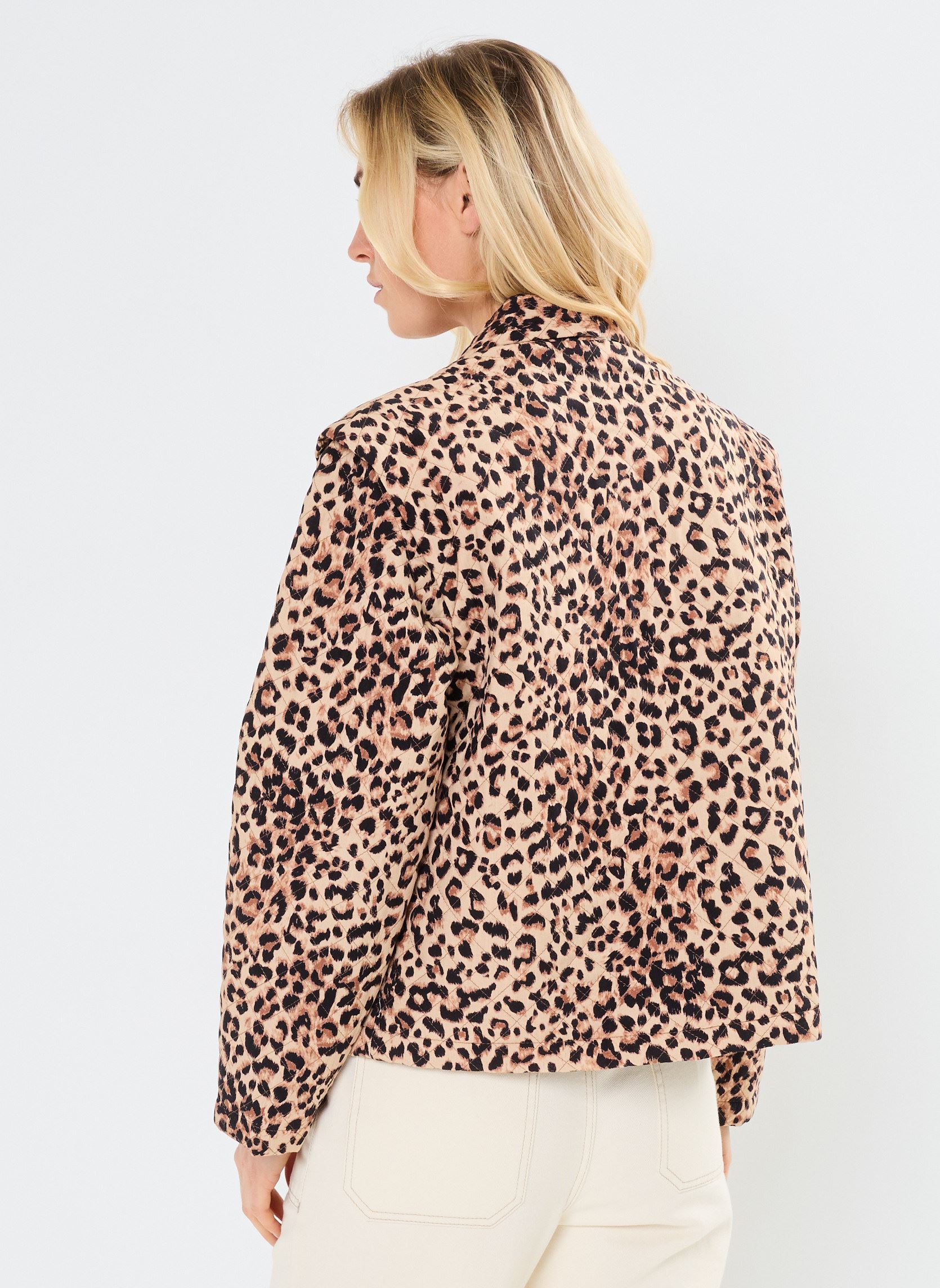 Gilets PCSAROLINE SHORT PRINTED JACKET femme marron Pieces Gilets PCSAROLINE SHORT PRINTED JACKET femme marron Tannin