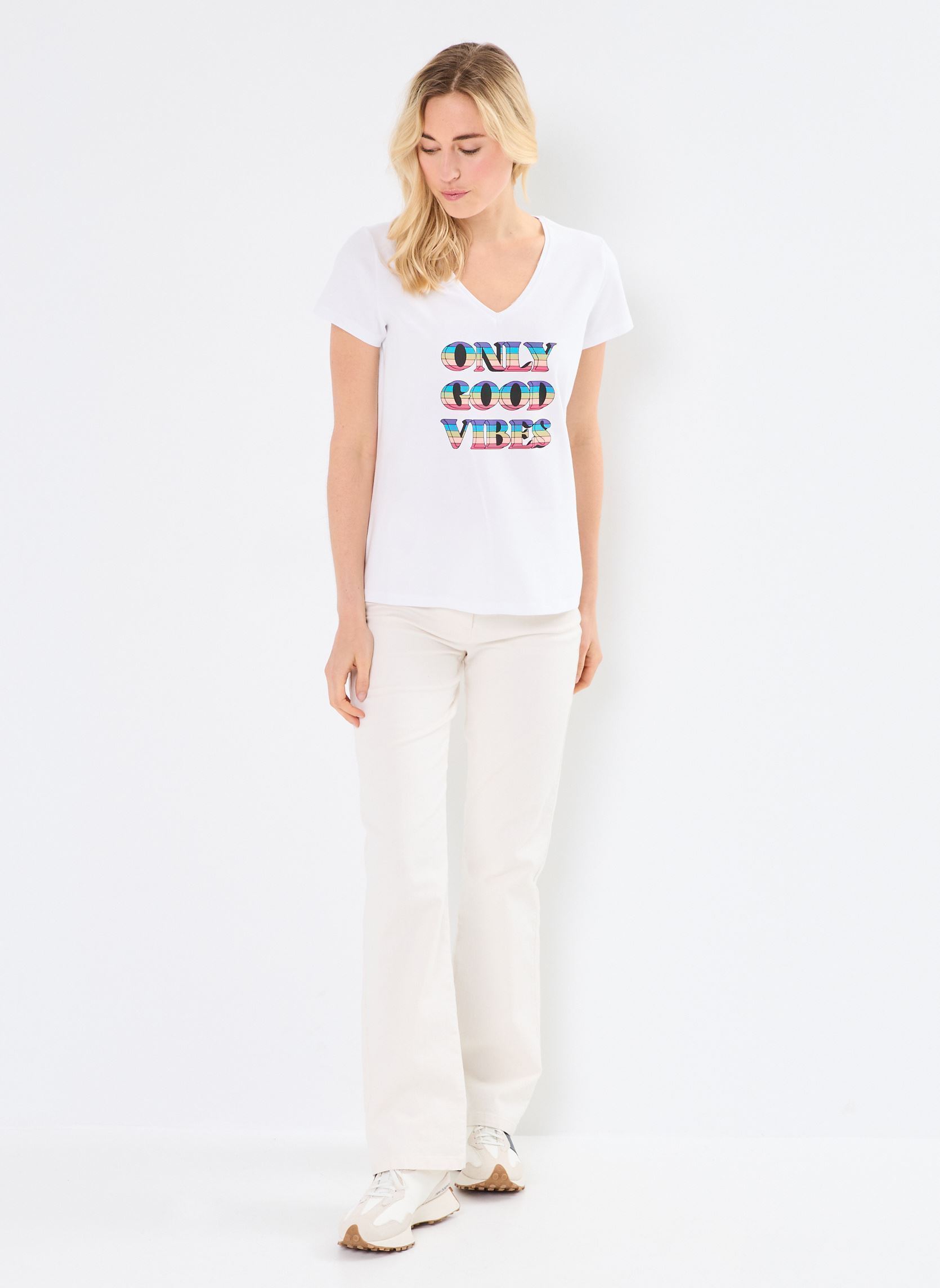 Tee-shirts manches courtes PCSERIMA SS T-SHIRT FC BC femme blanc Pieces Tee-shirts manches courtes PCSERIMA SS T-SHIRT FC BC femme blanc BRIGHT WHITE