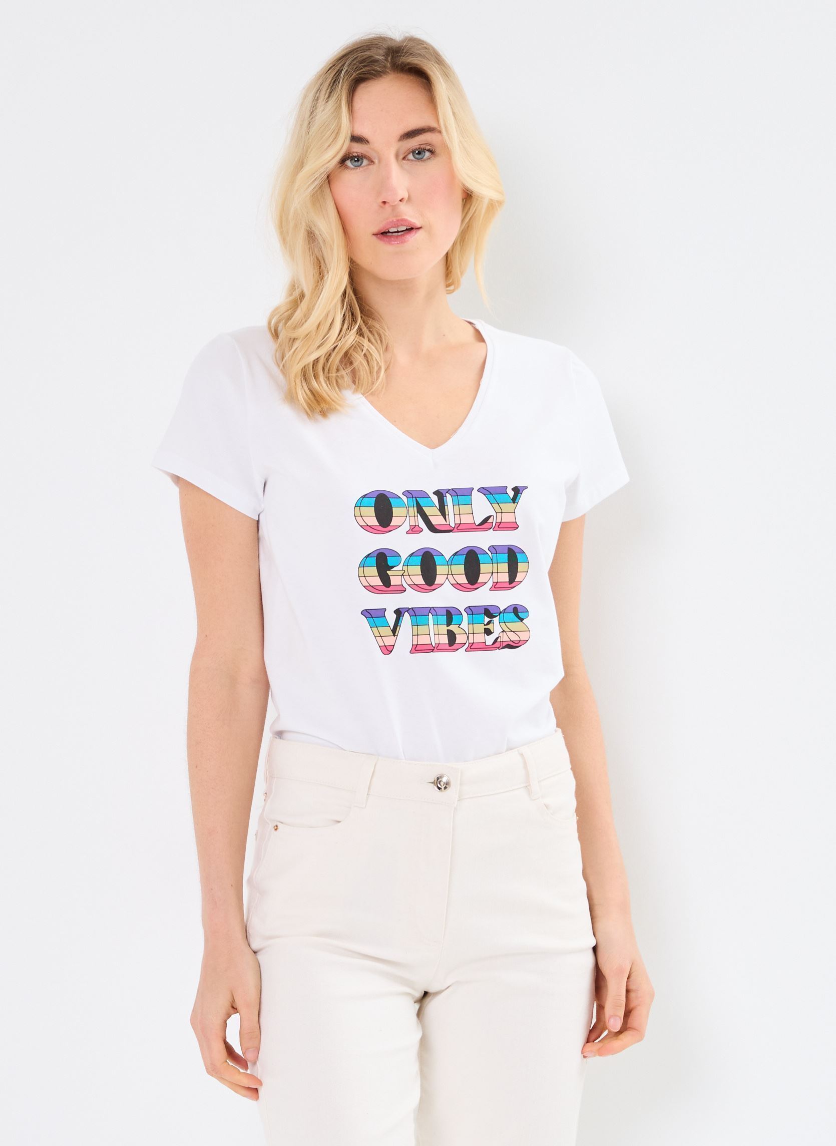 Tee-shirts manches courtes PCSERIMA SS T-SHIRT FC BC femme blanc Pieces Tee-shirts manches courtes PCSERIMA SS T-SHIRT FC BC femme blanc BRIGHT WHITE