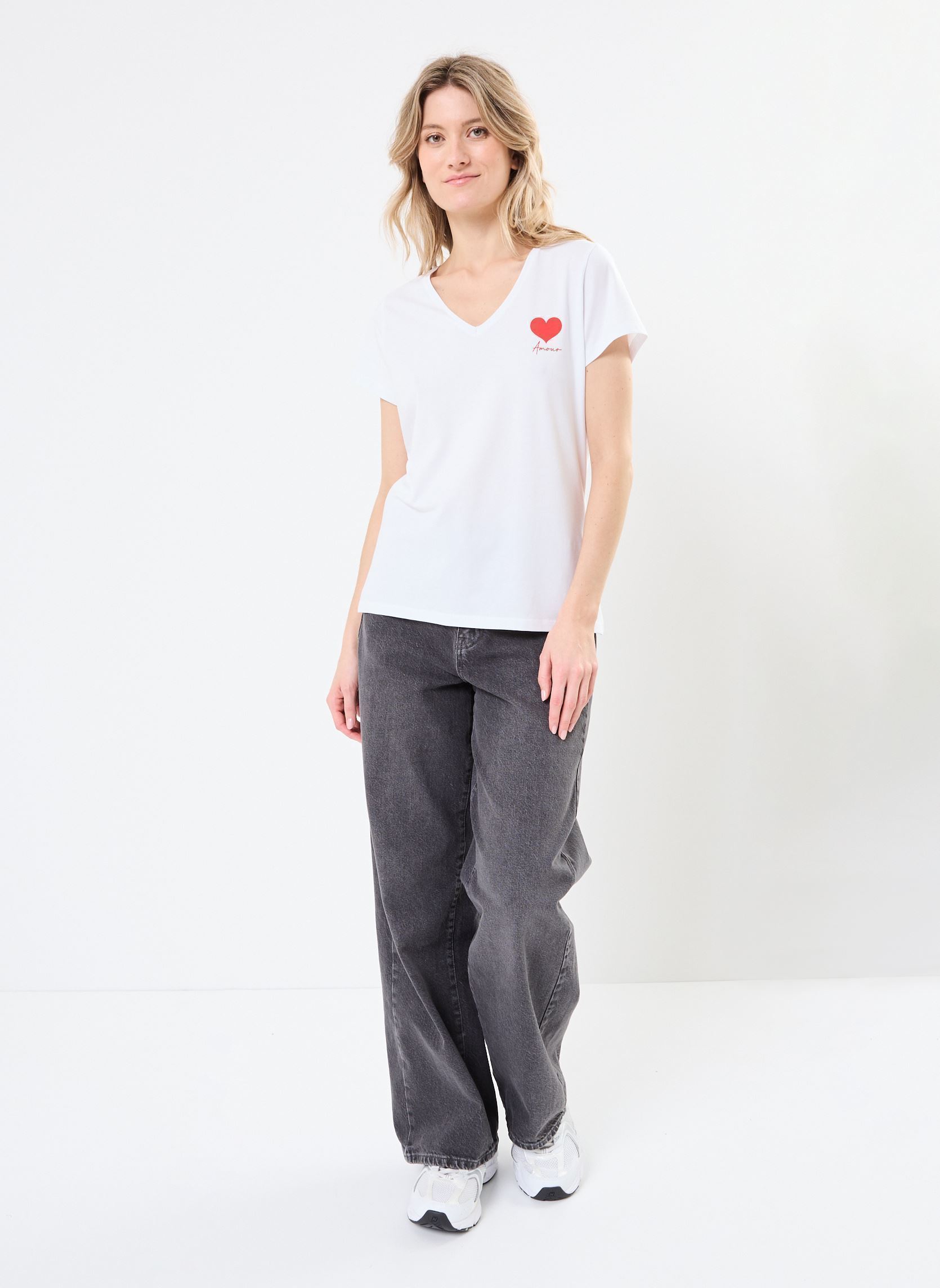 Tee-shirts manches courtes PCSERIMA SS T-SHIRT FC BC femme blanc Pieces Tee-shirts manches courtes PCSERIMA SS T-SHIRT FC BC femme blanc BRIGHT WHITE JAN