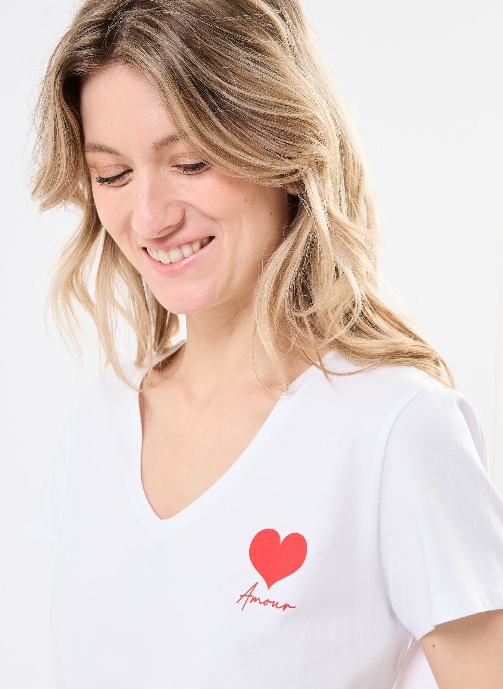 Tee-shirts manches courtes PCSERIMA SS T-SHIRT FC BC femme blanc Pieces Tee-shirts manches courtes PCSERIMA SS T-SHIRT FC BC femme blanc BRIGHT WHITE JAN