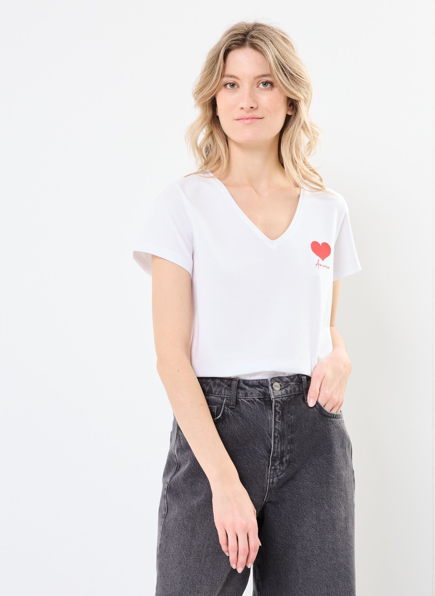 Tee-shirts manches courtes PCSERIMA SS T-SHIRT FC BC femme blanc Pieces Tee-shirts manches courtes PCSERIMA SS T-SHIRT FC BC femme blanc BRIGHT WHITE JAN