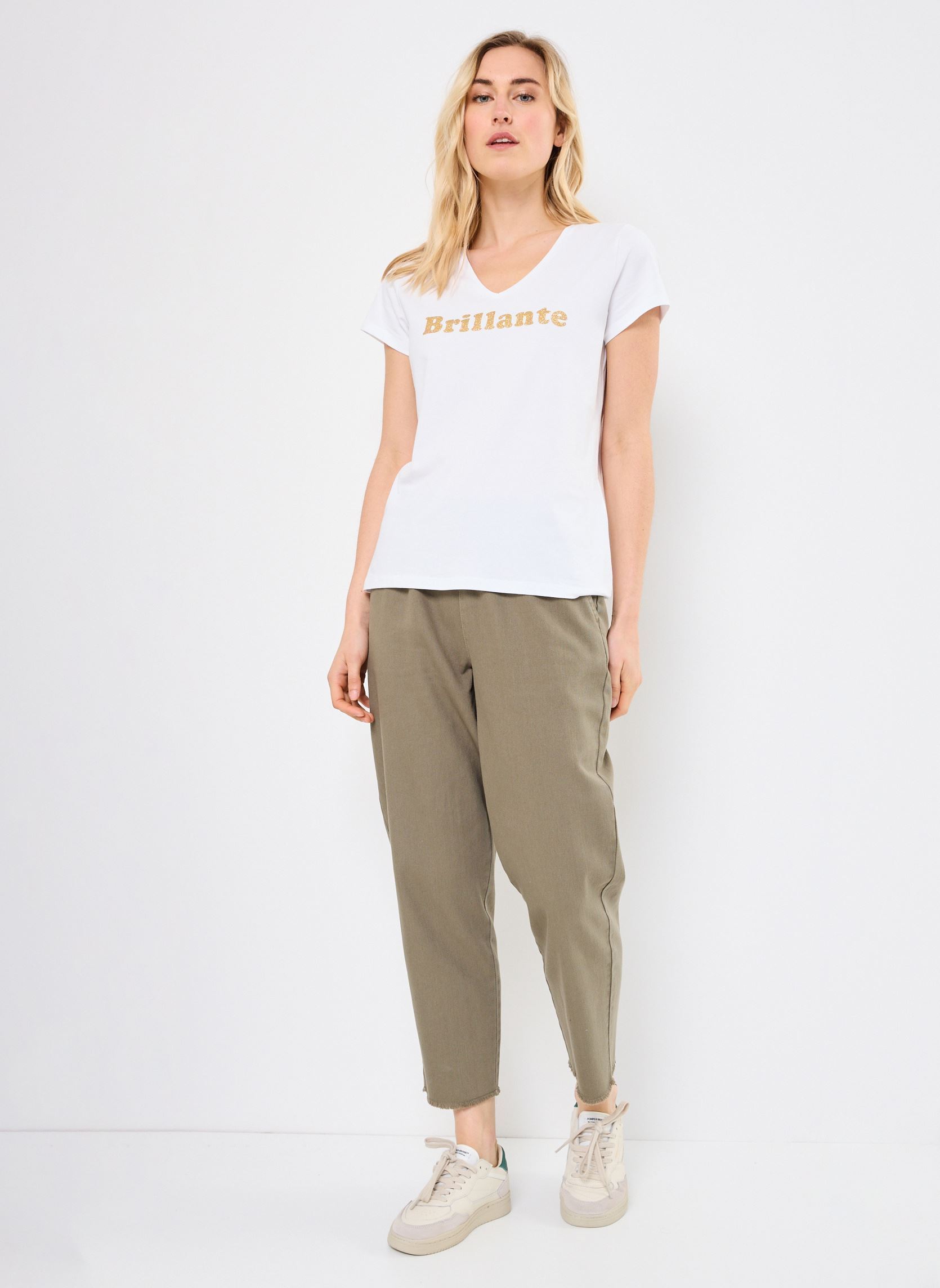 Tee-shirts manches courtes PCSERIMA SS T-SHIRT FC BC femme blanc Pieces Tee-shirts manches courtes PCSERIMA SS T-SHIRT FC BC femme blanc BRIGHT WHITE MARS
