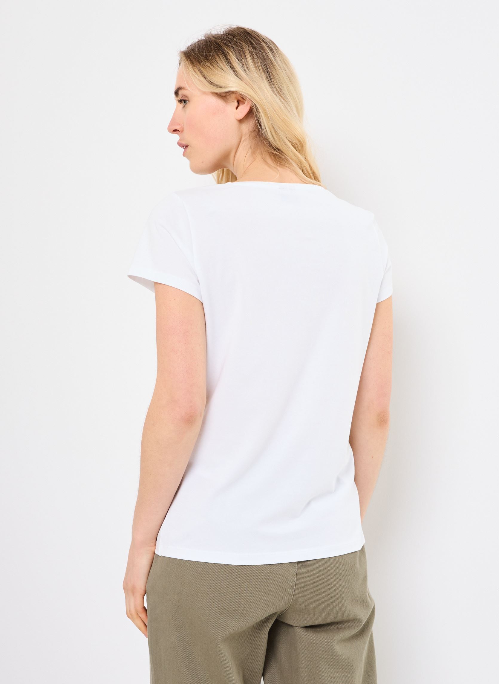 Tee-shirts manches courtes PCSERIMA SS T-SHIRT FC BC femme blanc Pieces Tee-shirts manches courtes PCSERIMA SS T-SHIRT FC BC femme blanc BRIGHT WHITE MARS
