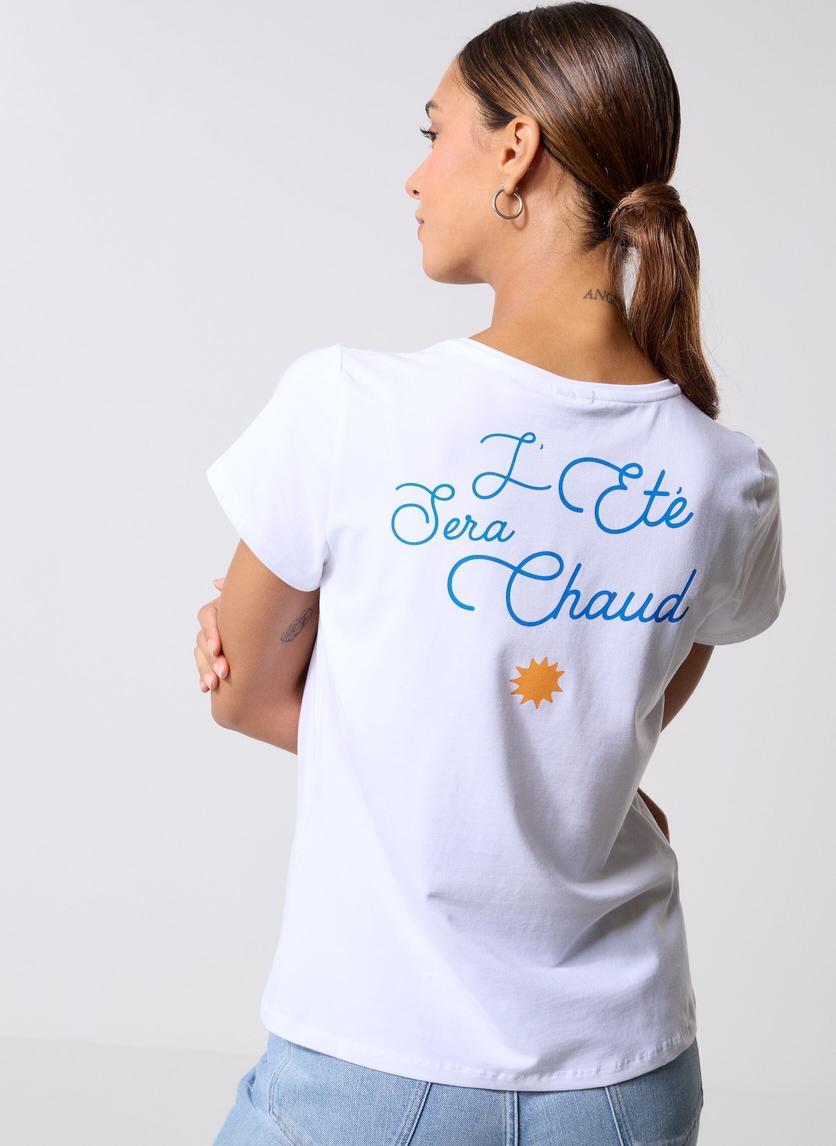 Tee-shirts manches courtes PCSERIMA SS T-SHIRT FC BC femme blanc Pieces Tee-shirts manches courtes PCSERIMA SS T-SHIRT FC BC femme blanc BRIGHT WHITE LETE