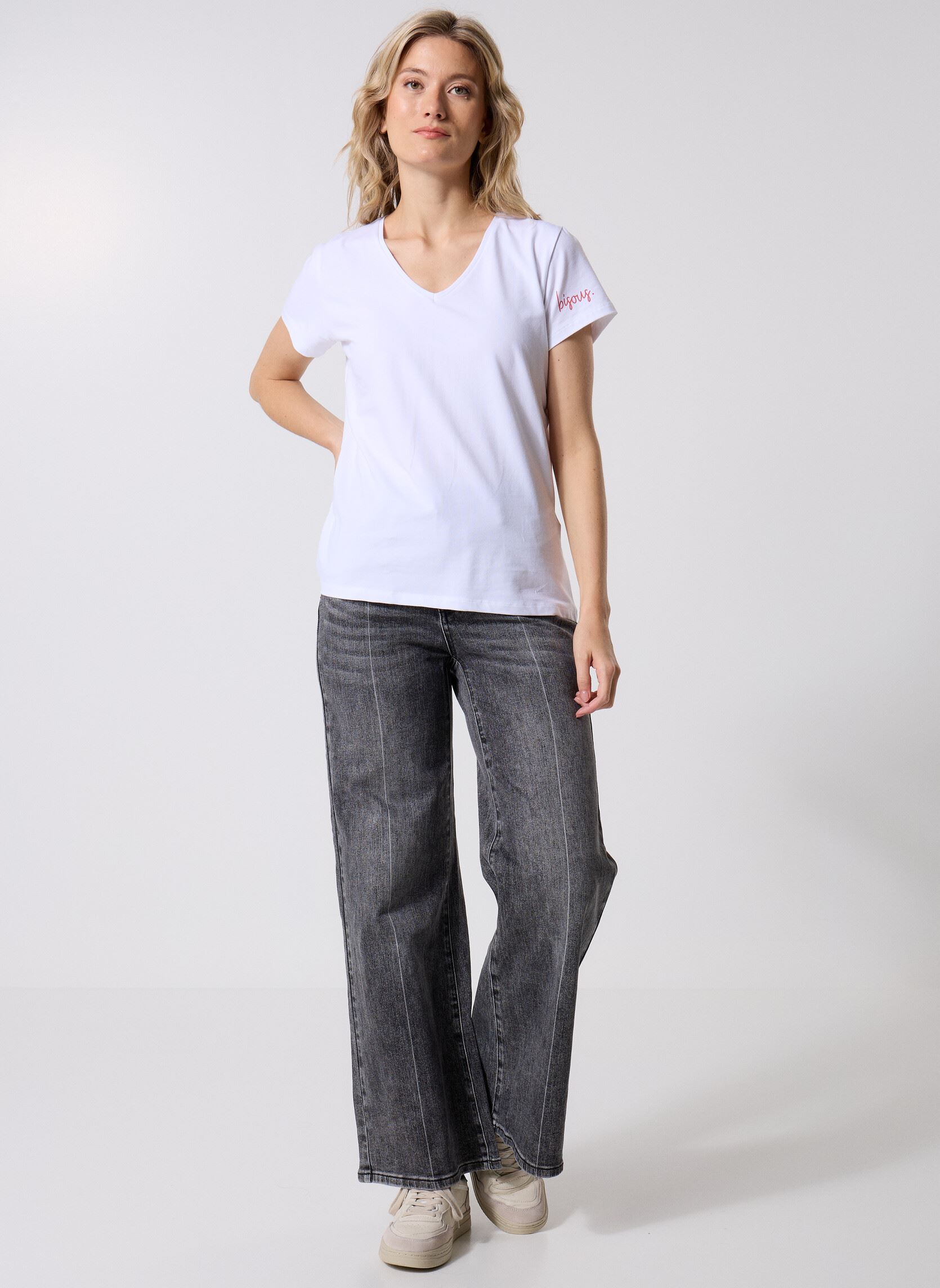 Kurzarm-T-Shirts PCSERIMA SS T-SHIRT FC BC damen weiß Pieces Kurzarm-T-Shirts PCSERIMA SS T-SHIRT FC BC damen weiß BRIGHT WHITE BISOUS