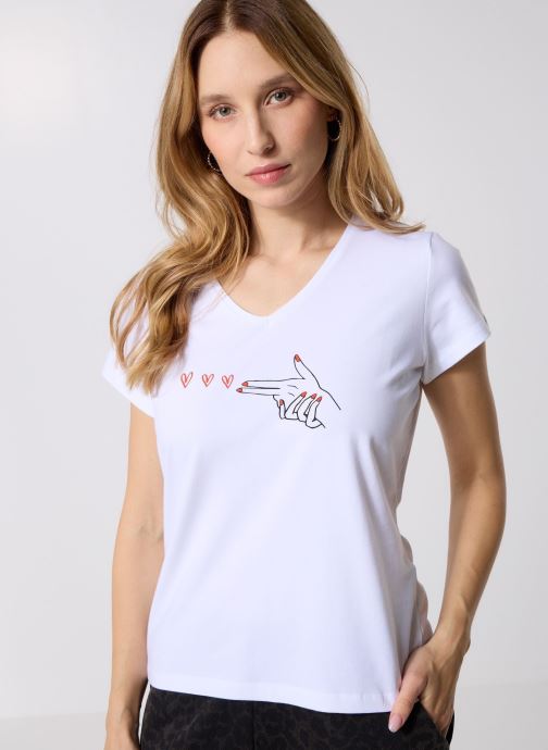 Pieces Tee-shirts manches courtes PCSERIMA SS T-SHIRT FC BC femme blanc
