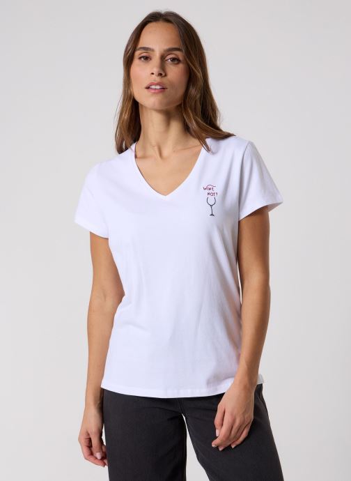 Pieces Kurzarm-T-Shirts PCSERIMA SS T-SHIRT FC BC damen weiß