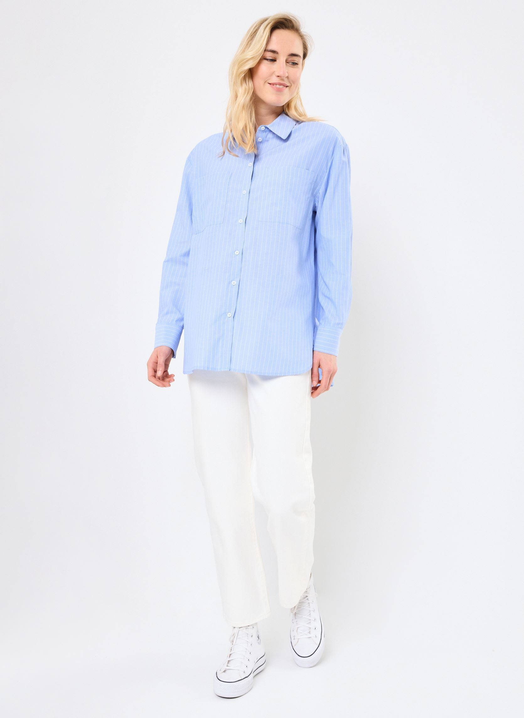 Chemises manches longues PCMELIA LS LOOSE SHIRT WVN NOOS BC femme bleu Pieces Chemises manches longues PCMELIA LS LOOSE SHIRT WVN NOOS BC femme bleu Grapemist
