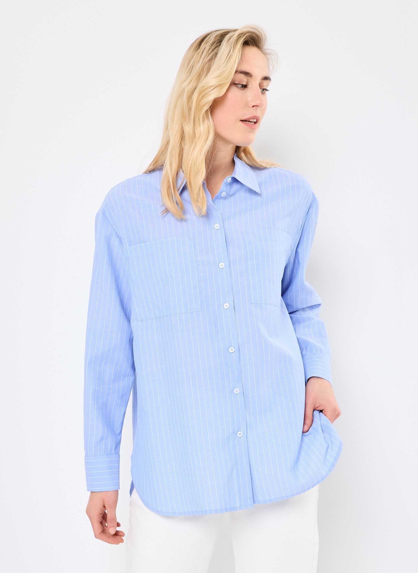 Chemises manches longues PCMELIA LS LOOSE SHIRT WVN NOOS BC femme bleu Pieces Chemises manches longues PCMELIA LS LOOSE SHIRT WVN NOOS BC femme bleu Grapemist