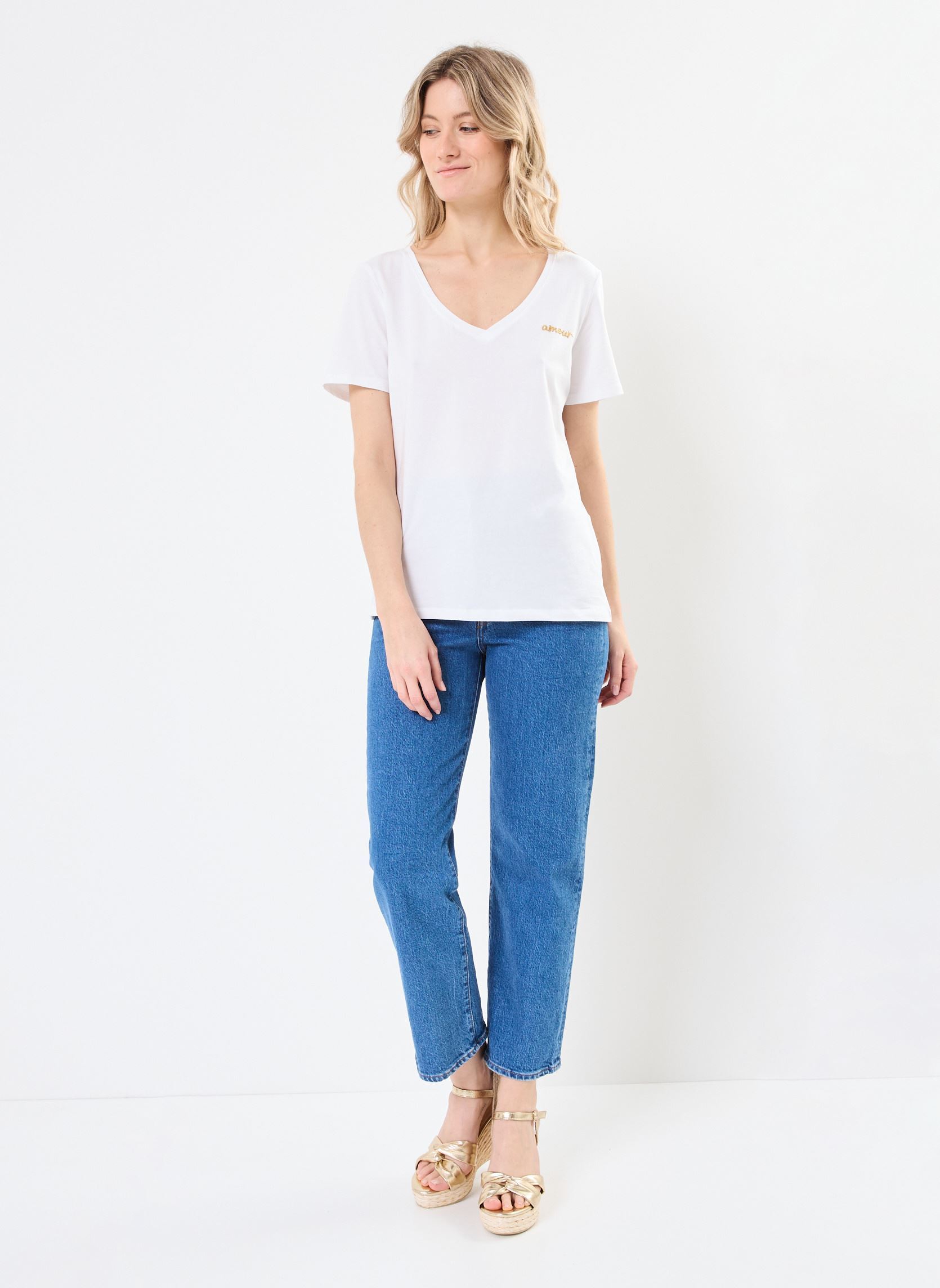 Tee-shirts manches courtes PCMILLY TEE EMB KAC FC BC femme blanc Pieces Tee-shirts manches courtes PCMILLY TEE EMB KAC FC BC femme blanc Bright white