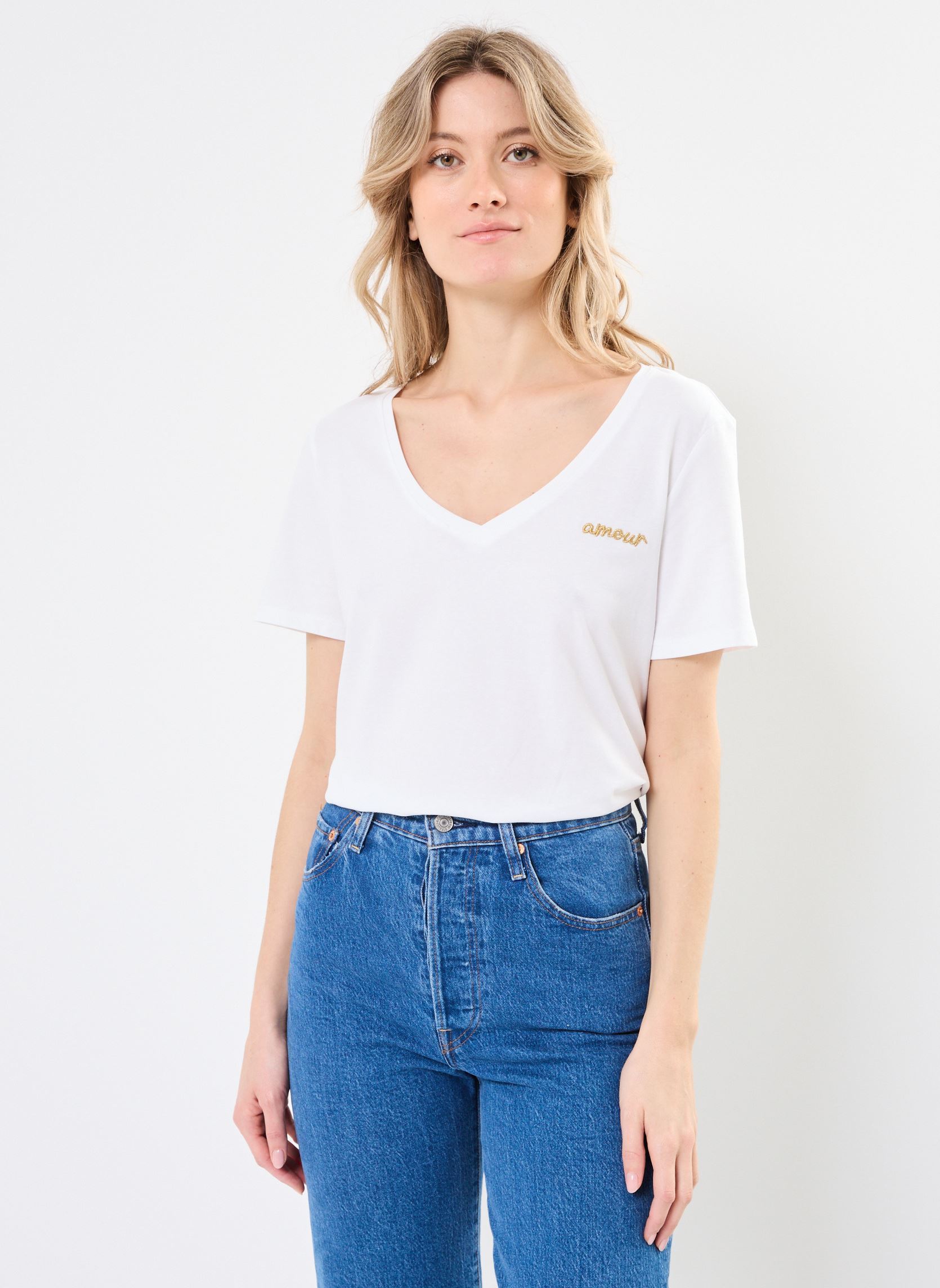 Tee-shirts manches courtes PCMILLY TEE EMB KAC FC BC femme blanc Pieces Tee-shirts manches courtes PCMILLY TEE EMB KAC FC BC femme blanc Bright white