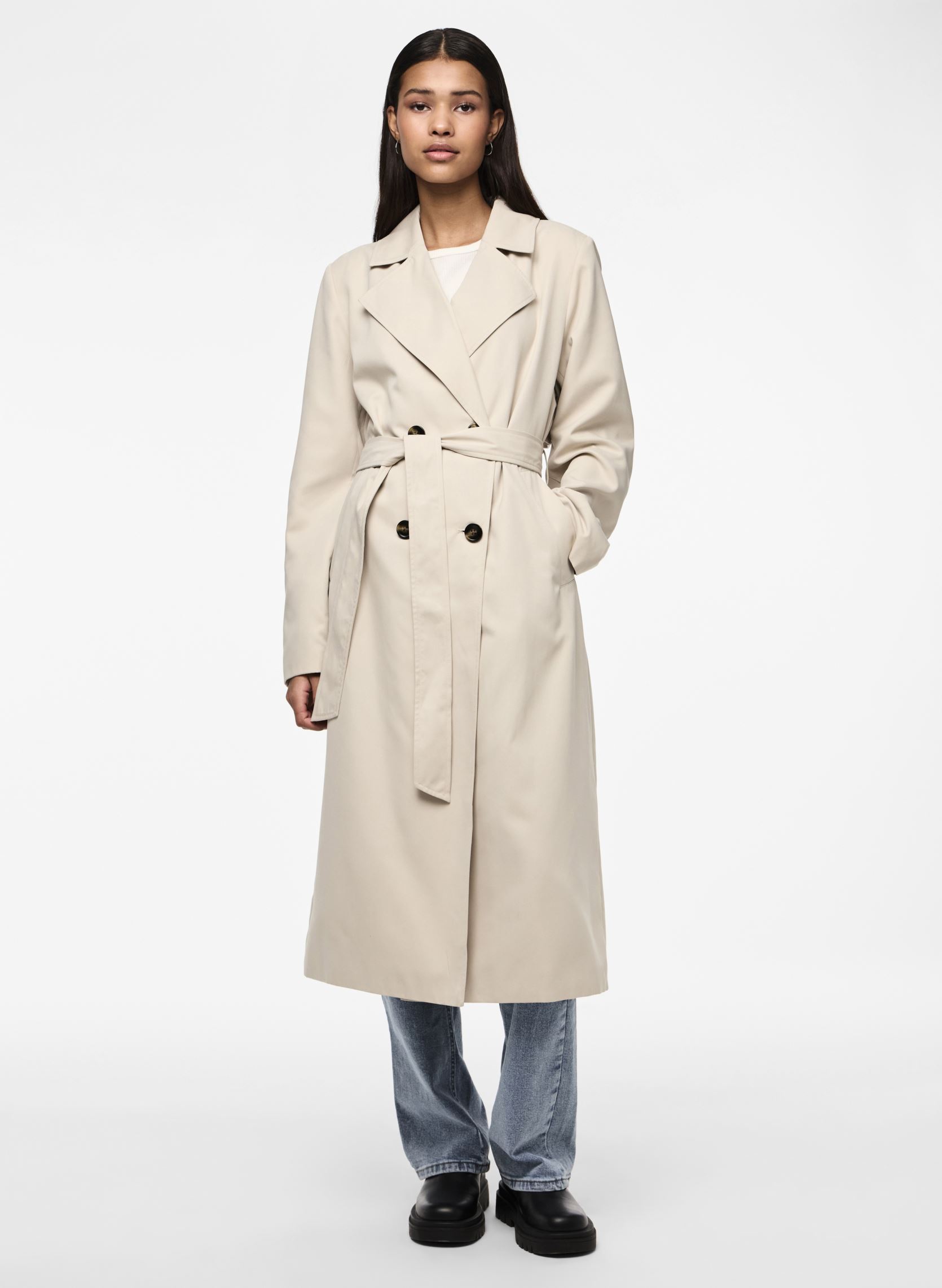 Trench-coats PCSCARLETT LS TRENCHCOAT NOOS femme beige Pieces Trench-coats PCSCARLETT LS TRENCHCOAT NOOS femme beige Silver Gray