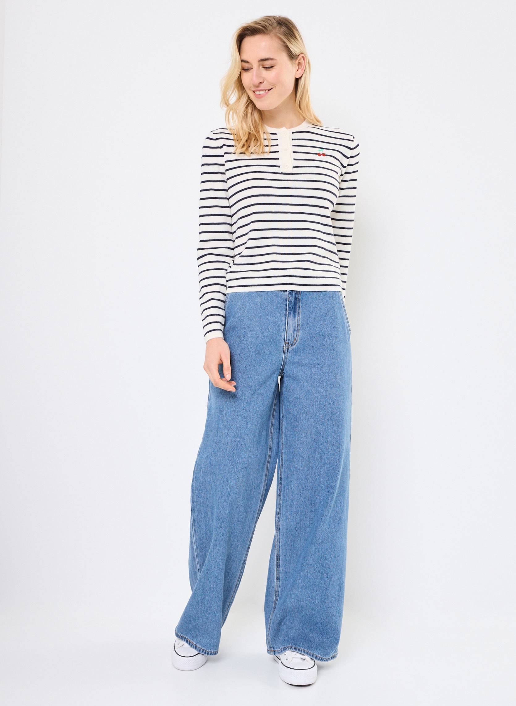Pulls PCSENNA LS HALF PLACKET KNIT MPA BC femme blanc Pieces Pulls PCSENNA LS HALF PLACKET KNIT MPA BC femme blanc Cloud Dancer