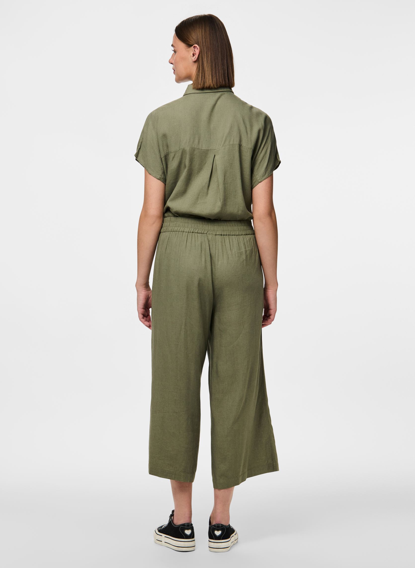 Pantalons larges PCPIA HW WIDE CULOTTE WVN NOOS femme vert Pieces Pantalons larges PCPIA HW WIDE CULOTTE WVN NOOS femme vert Deep Lichen Green