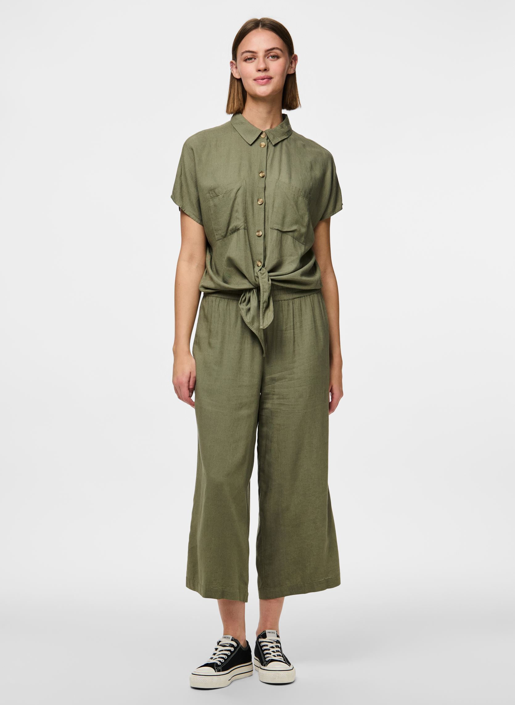 Pantalons larges PCPIA HW WIDE CULOTTE WVN NOOS femme vert Pieces Pantalons larges PCPIA HW WIDE CULOTTE WVN NOOS femme vert Deep Lichen Green