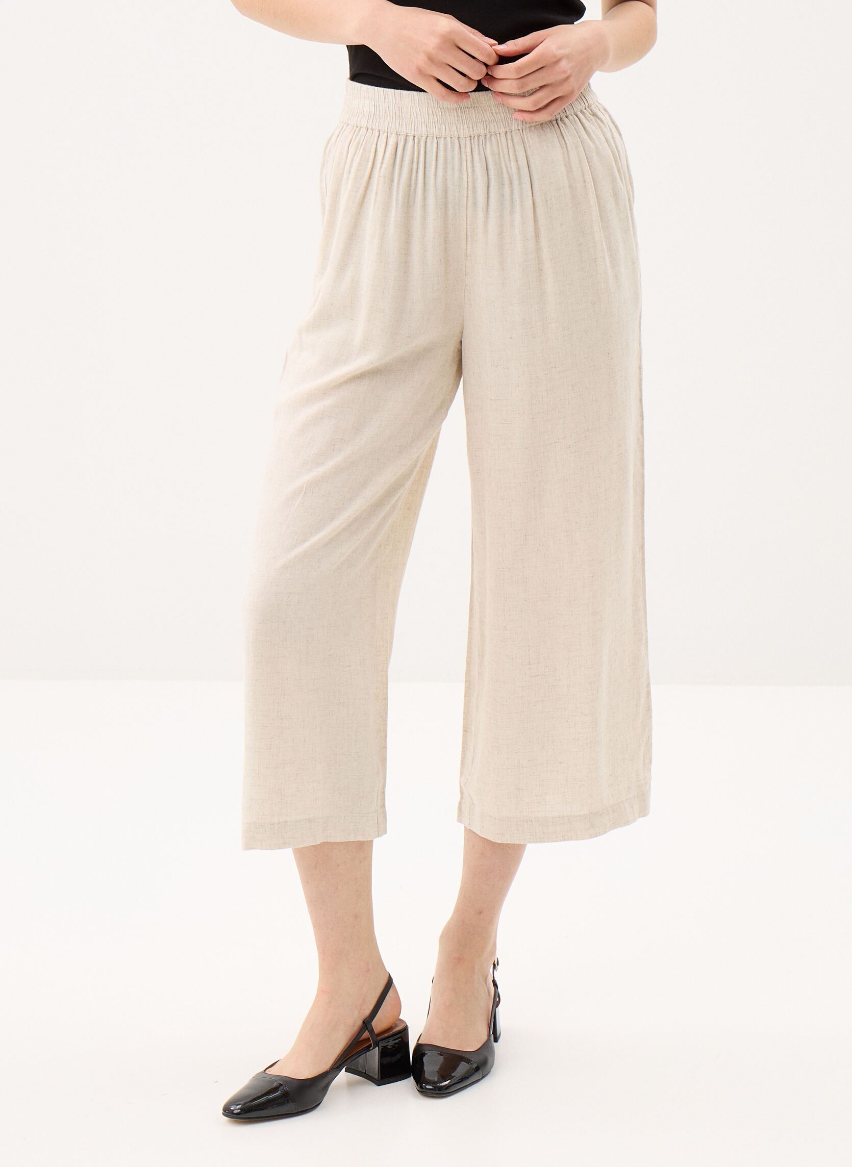 Pantalons larges PCPIA HW WIDE CULOTTE WVN NOOS femme beige Pieces Pantalons larges PCPIA HW WIDE CULOTTE WVN NOOS femme beige Birch