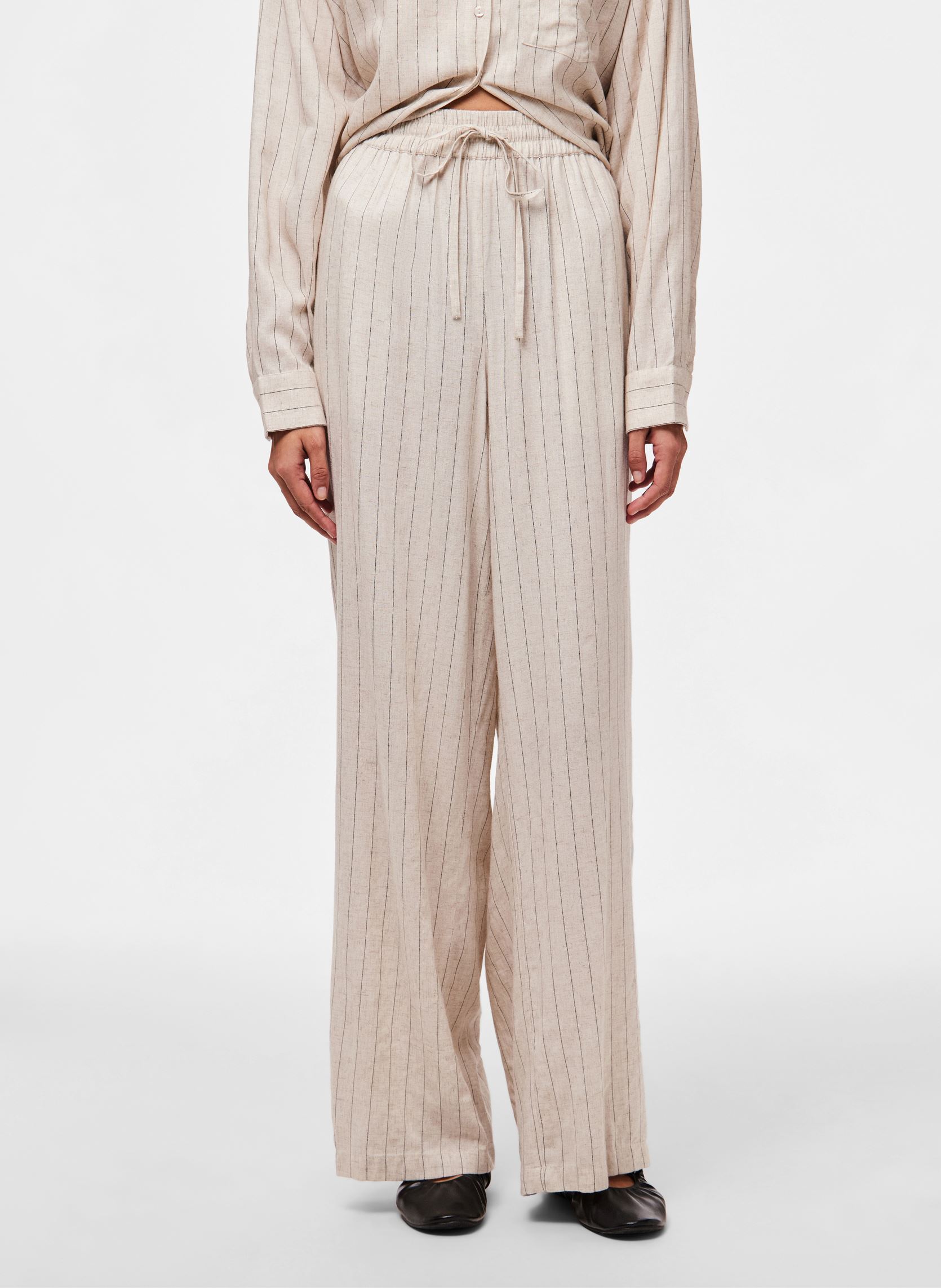 Pantaloni larghi PCPIA HW WIDE PANTS WVN NOOS donna beige Pieces Pantaloni larghi PCPIA HW WIDE PANTS WVN NOOS donna beige Birch