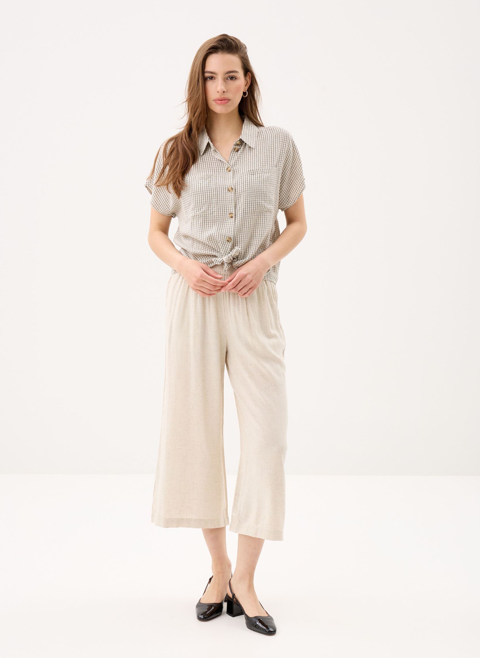 Chemises manches courtes PCPIA SS TIE SHIRT WVN NOOS femme beige Pieces Chemises manches courtes PCPIA SS TIE SHIRT WVN NOOS femme beige Birch Checks:BLACK