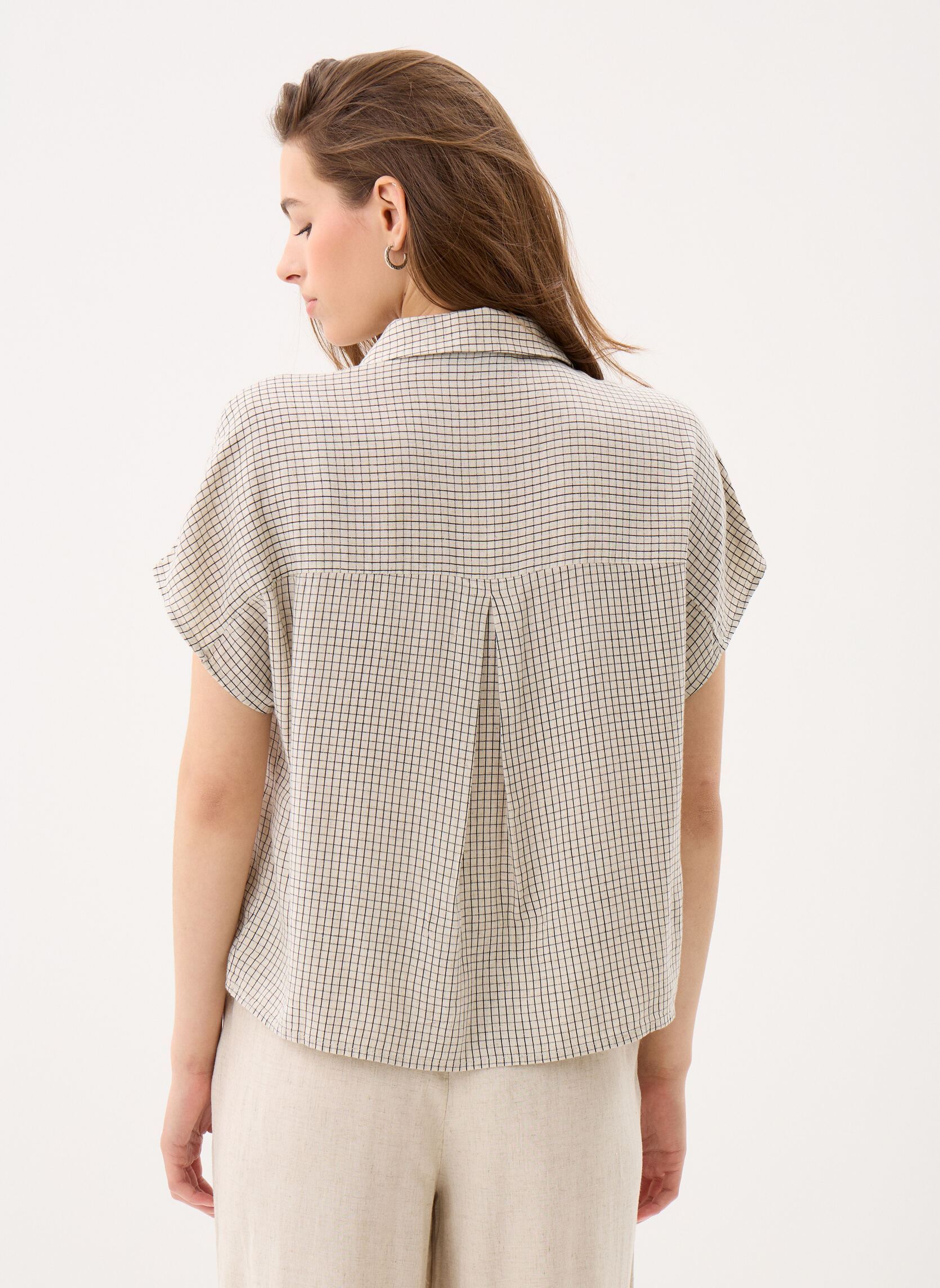Chemises manches courtes PCPIA SS TIE SHIRT WVN NOOS femme beige Pieces Chemises manches courtes PCPIA SS TIE SHIRT WVN NOOS femme beige Birch Checks:BLACK